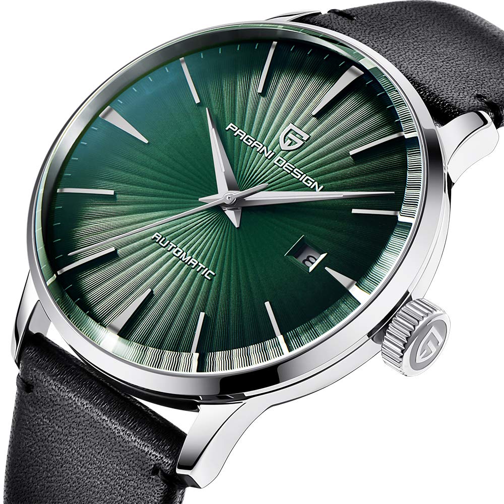 Pagani Design Men's Automatic Mechanical Watch - Waterproof Stainless Steel Case, Date Display & Genuine Brown Leather Strap | Perfect for Business, Casual Wear & Outdoor Activities