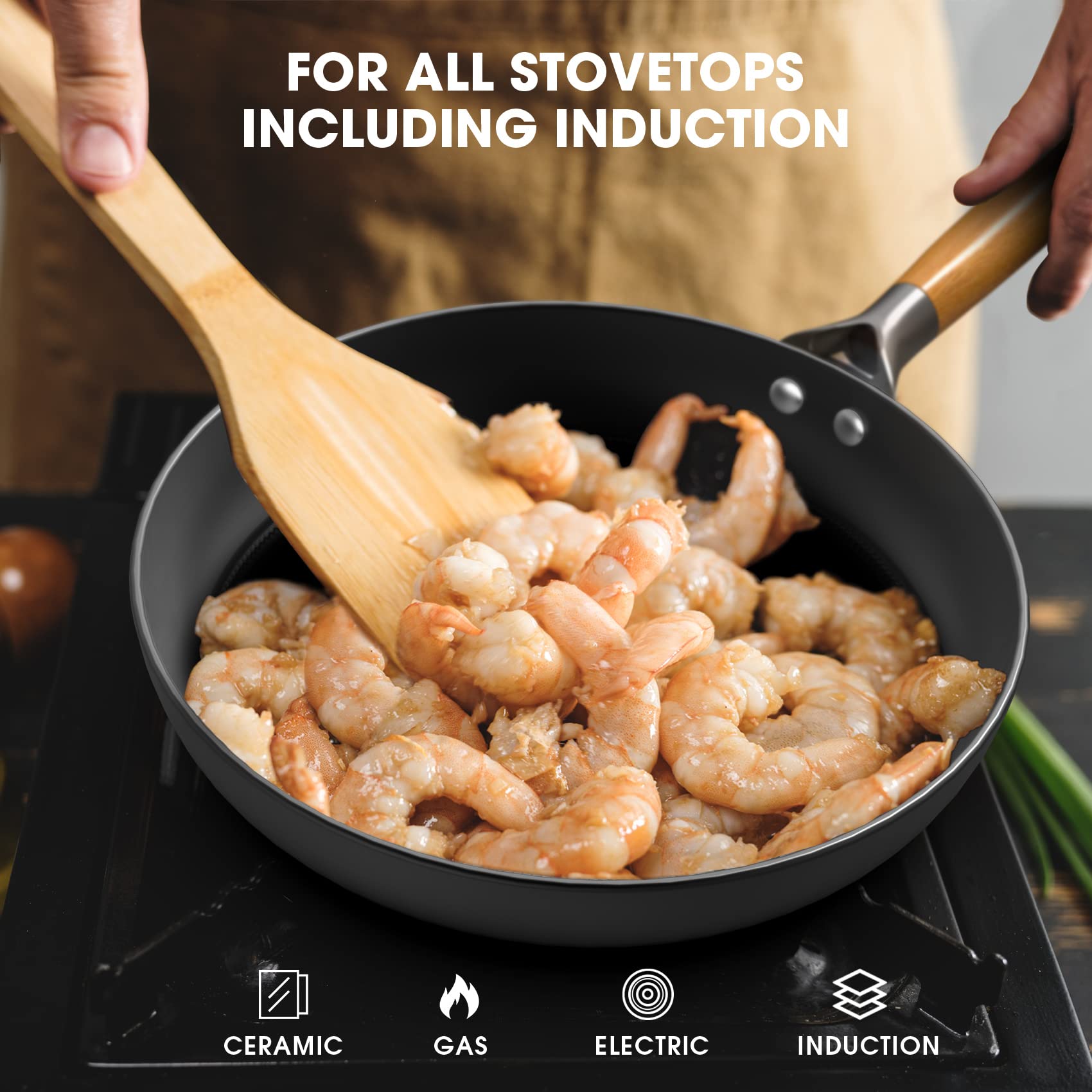 **Imarku Non-Stick Cast Iron Skillets - 8, 10 & 12 Inch Professional Frying Pan Set | Dishwasher Safe, Detachable Handle | Perfect for Home Cooking, Camping & Gifts for Women & Men**