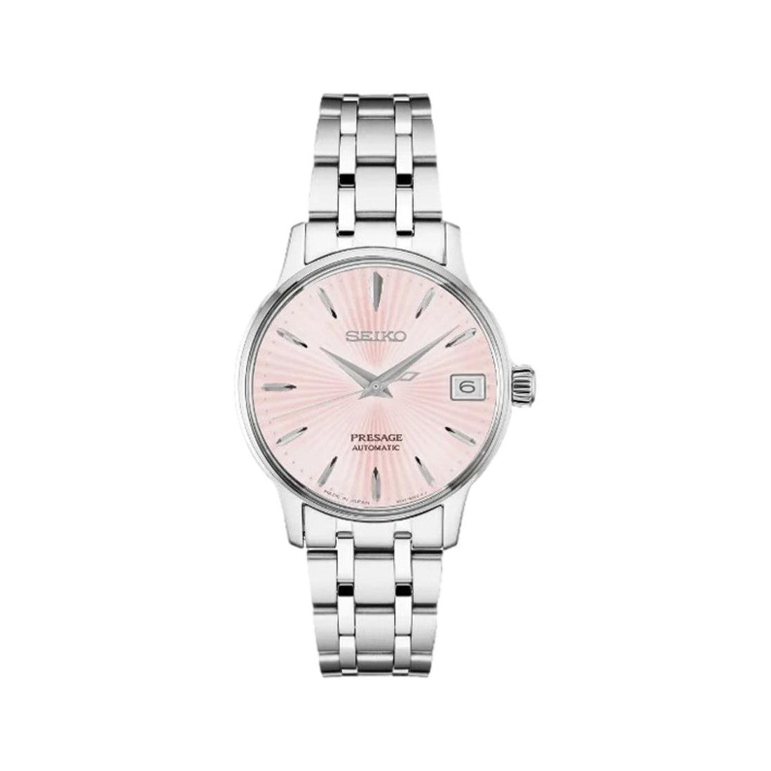Seiko SRP839 Presage Cocktail Time Automatic Watch - 33.8mm Pink Dial with Stainless Steel Bracelet - Perfect for Evening Parties & Formal Occasions
