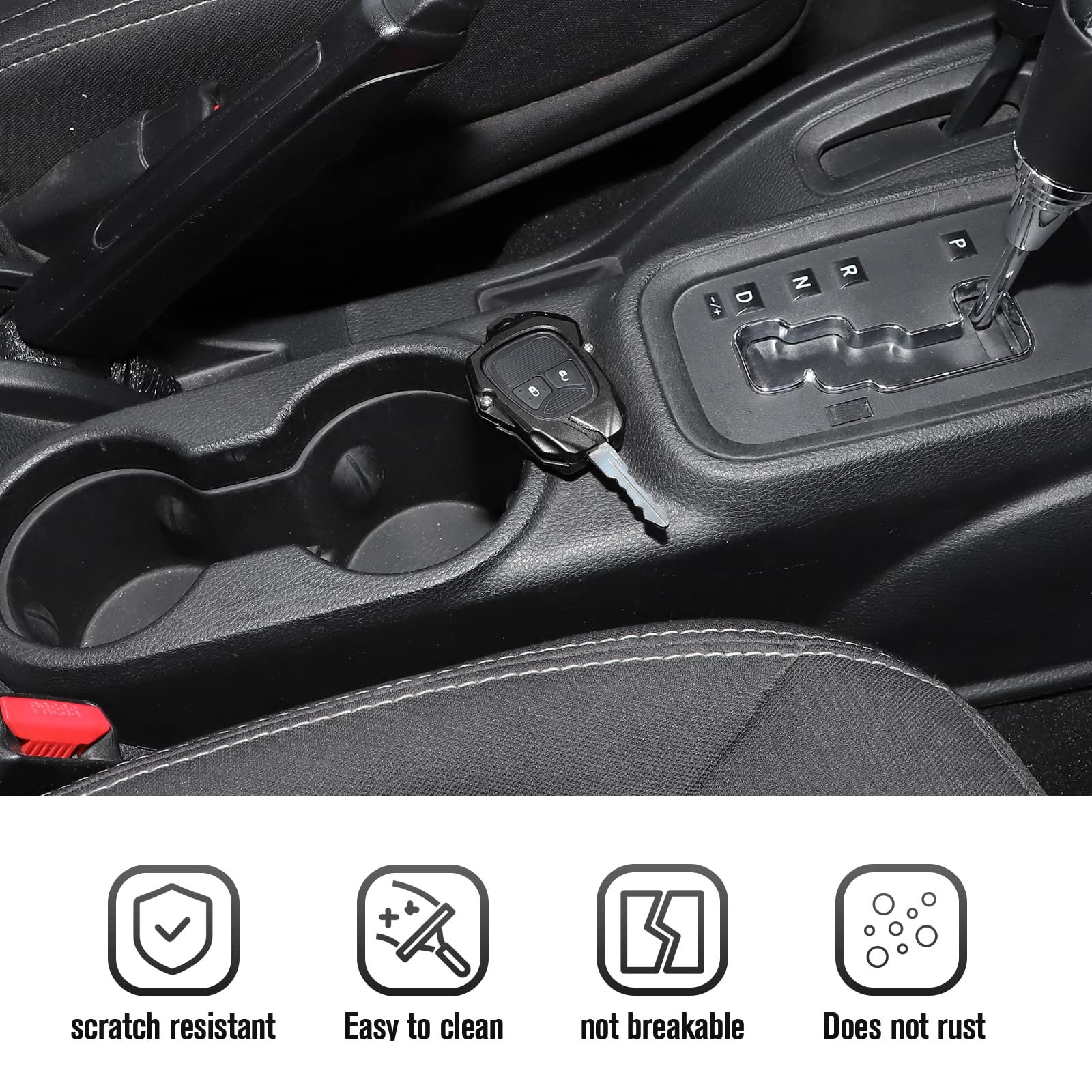 JeCar Aluminum Alloy Key Fob Cover Case for Jeep Wrangler JK JKU (2008-2017) - Durable Key Shell Protection Accessories | Perfect for Off-Road Adventures & Daily Use