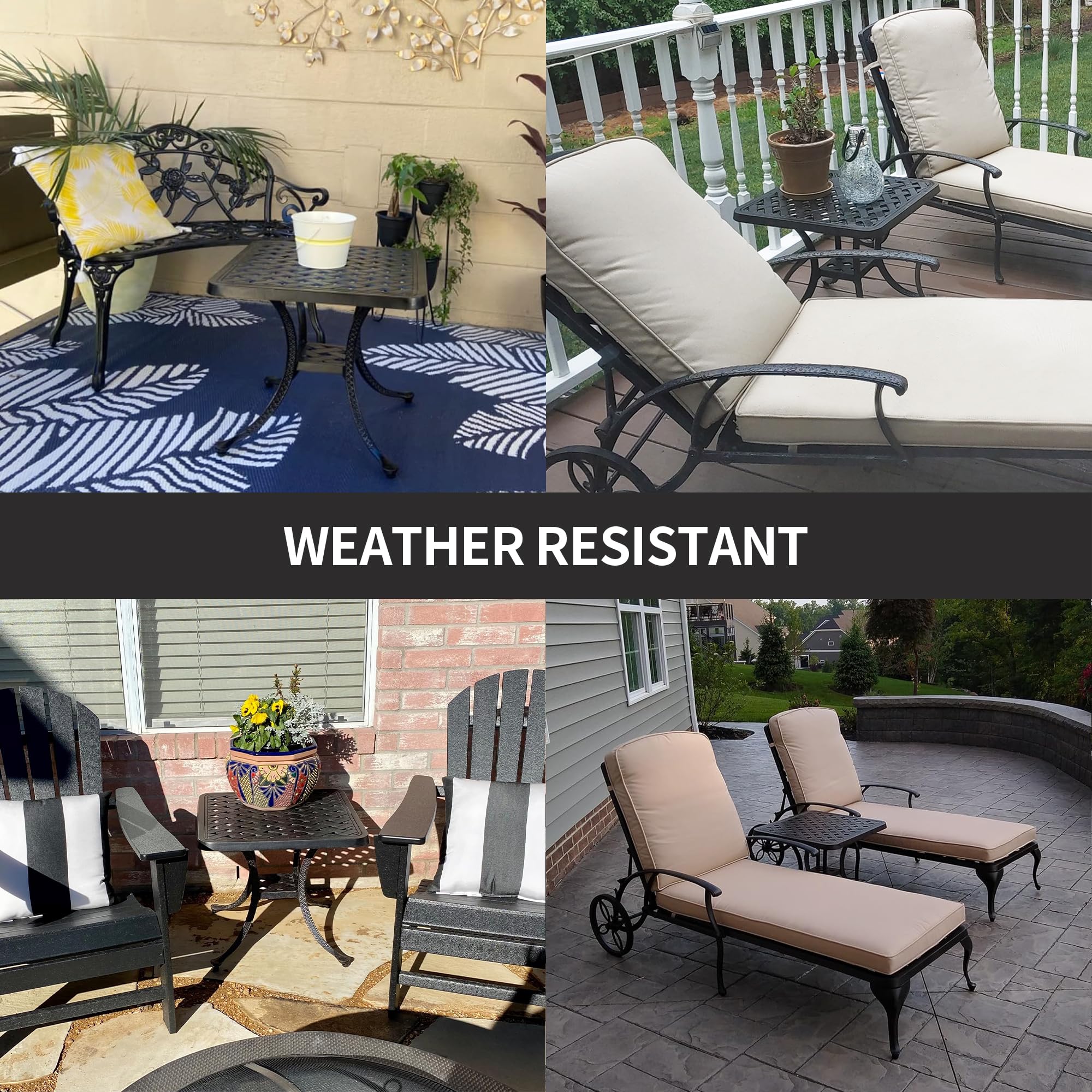 **HOMEFUN Outdoor Side Tables for Patio - Rustproof Cast Aluminum End Tables for Garden, Porch, Balcony - Waterproof & Durable (Antique Bronze) - Perfect for Outdoor Relaxation & Entertaining**