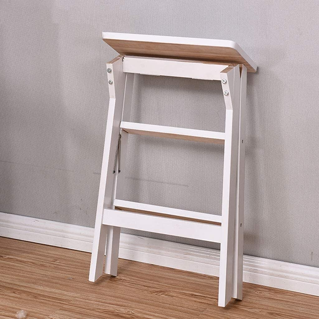 Foldable Wooden Step Stool with 3 Steps - Portable Pedal Ladder for Home, Kitchen, Bathroom & Kids - Non-Slip Climbing Stool, High Stool & Step Chair for Adults & Children