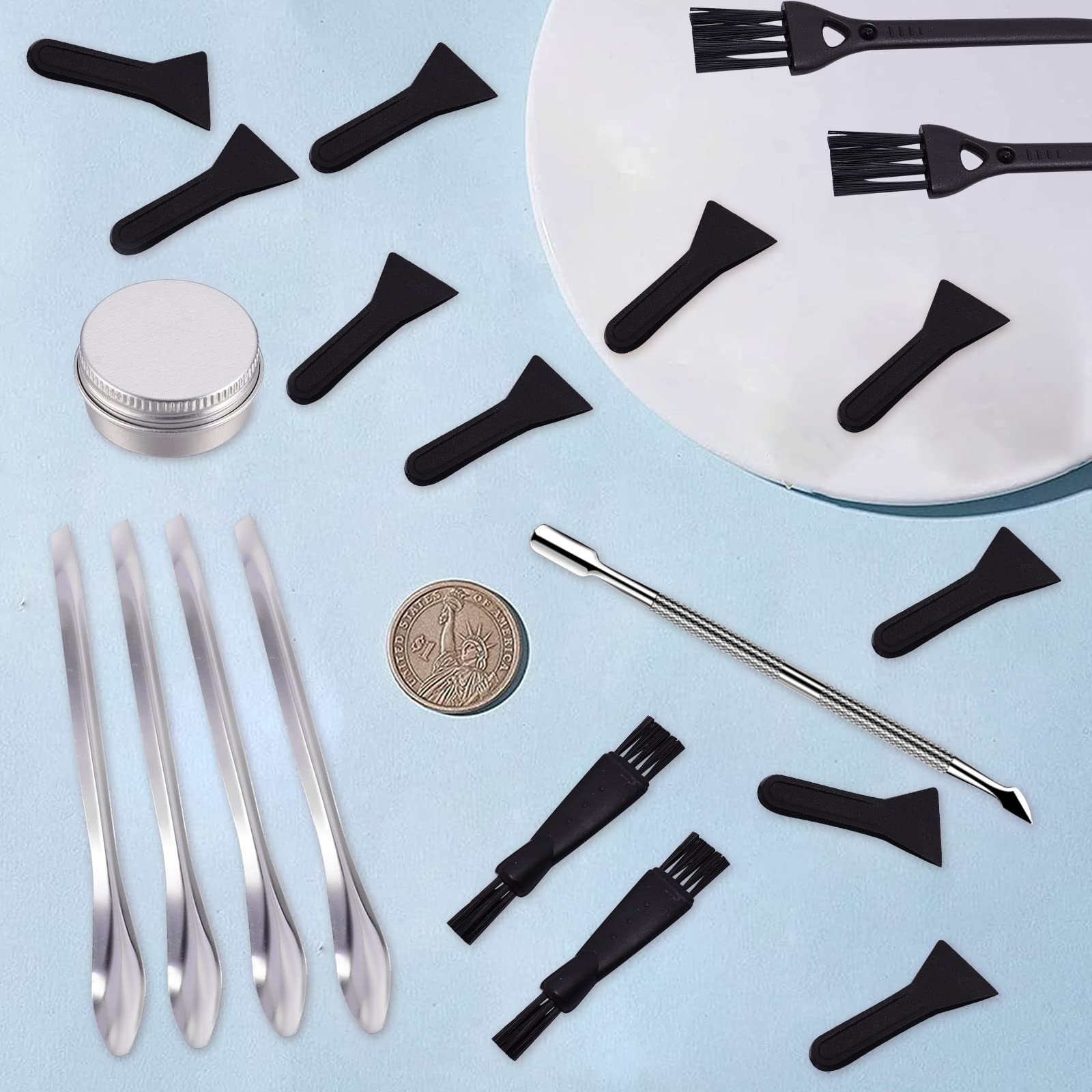 GORGECRAFT 18PCS Grinder Cleaning Kit - Stainless Steel Scrapers & Brushes for Herb Grinders