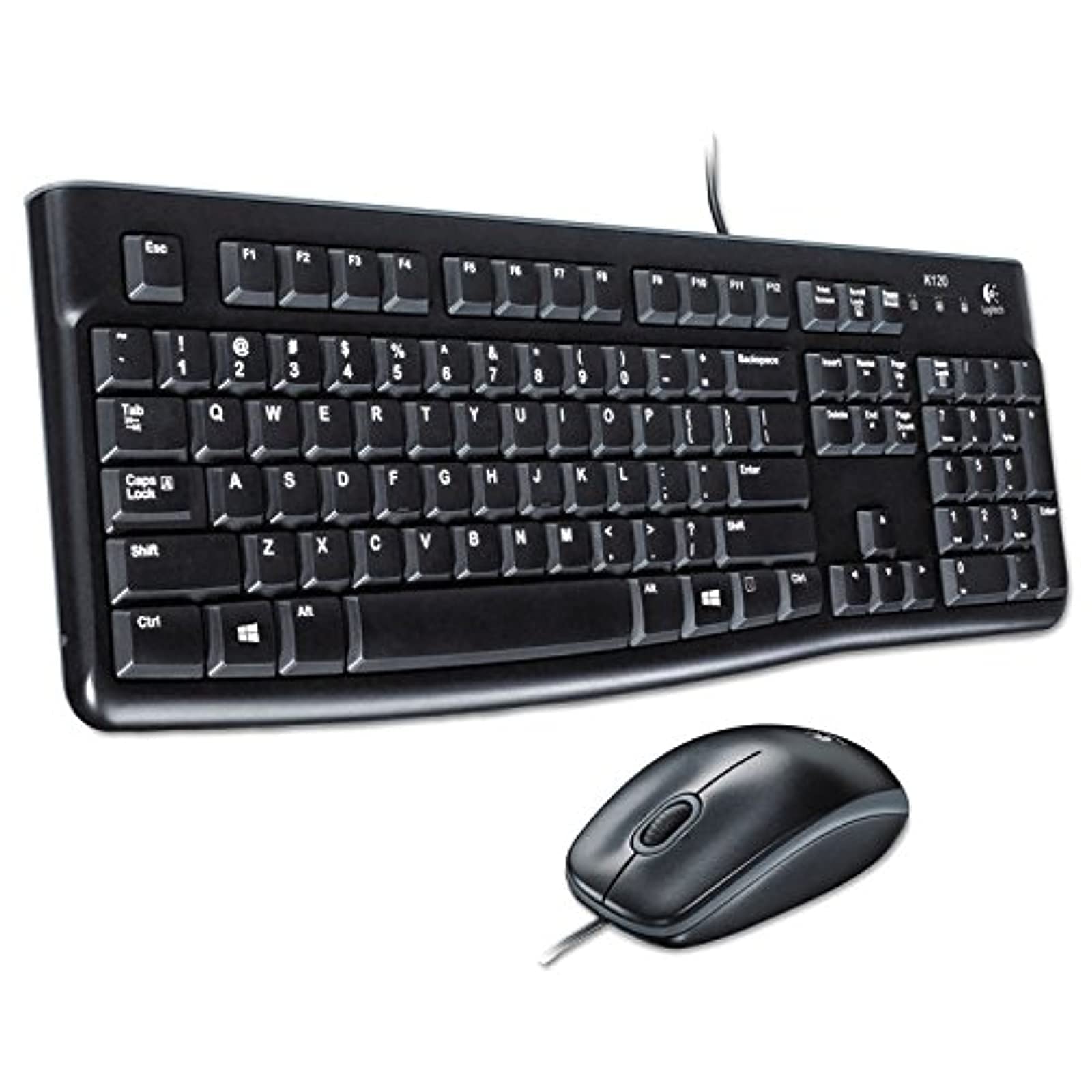 Logitech MK120 Wired USB Keyboard and Mouse Combo - Black (Log920002565) | Ergonomic Desktop Set for Office, Home & Gaming Use