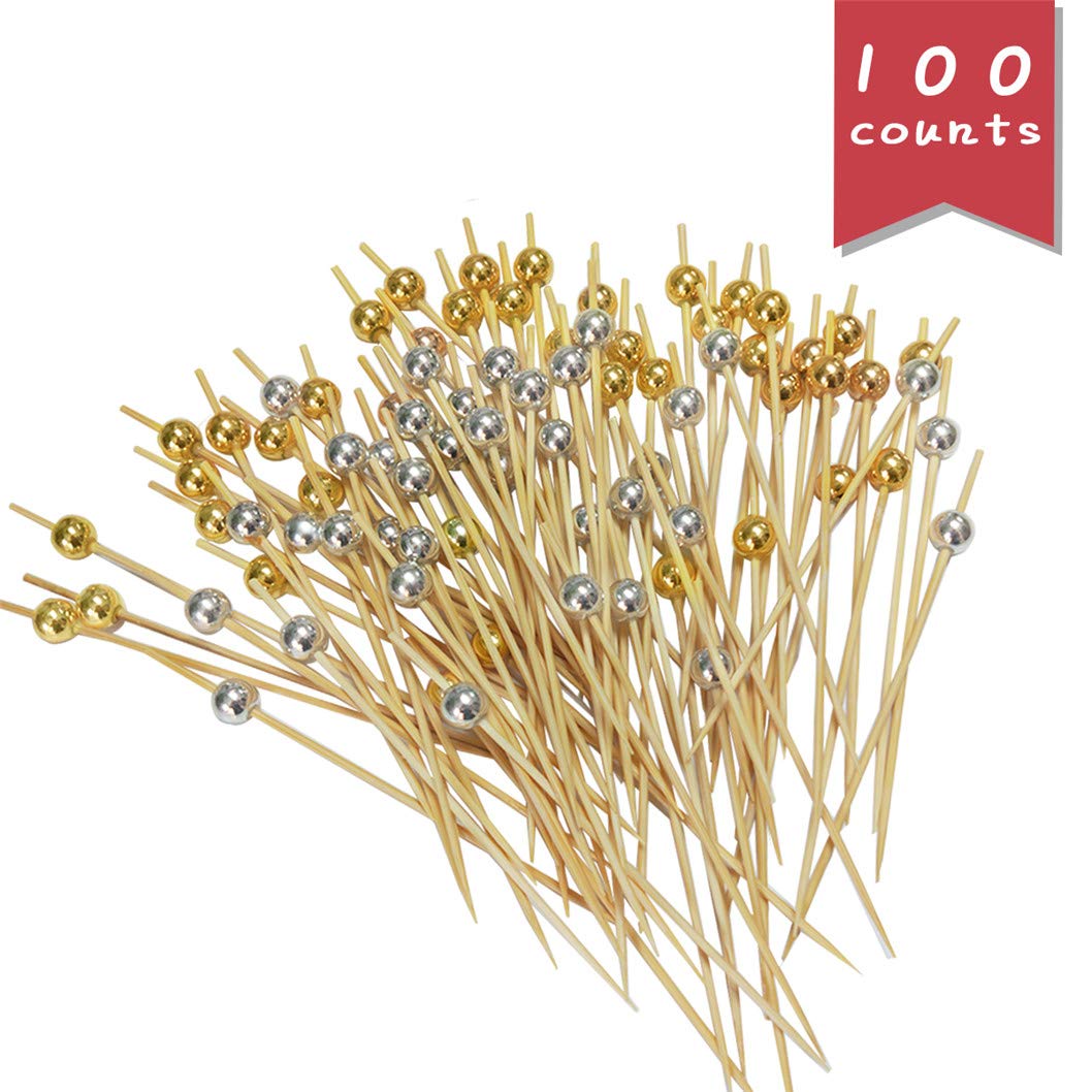 Natural Bamboo Skewers 12cm - Cocktail Sticks & Swizzle Picks for Fruit, Sandwiches, BBQ Snacks, Coffee & Drink Stirring - Perfect for Parties, Picnics & Home Entertaining