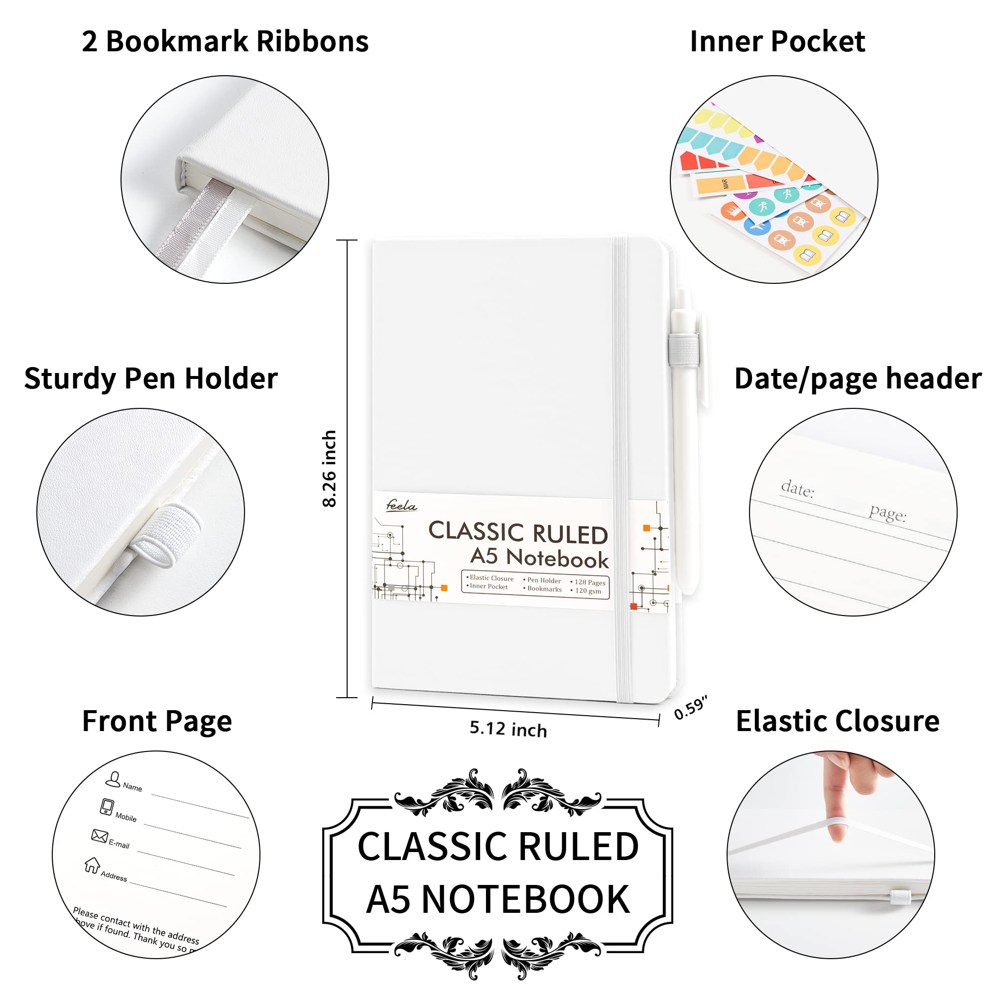 Feela 24 Pack College Ruled Notebooks - A5 Size 5.1
