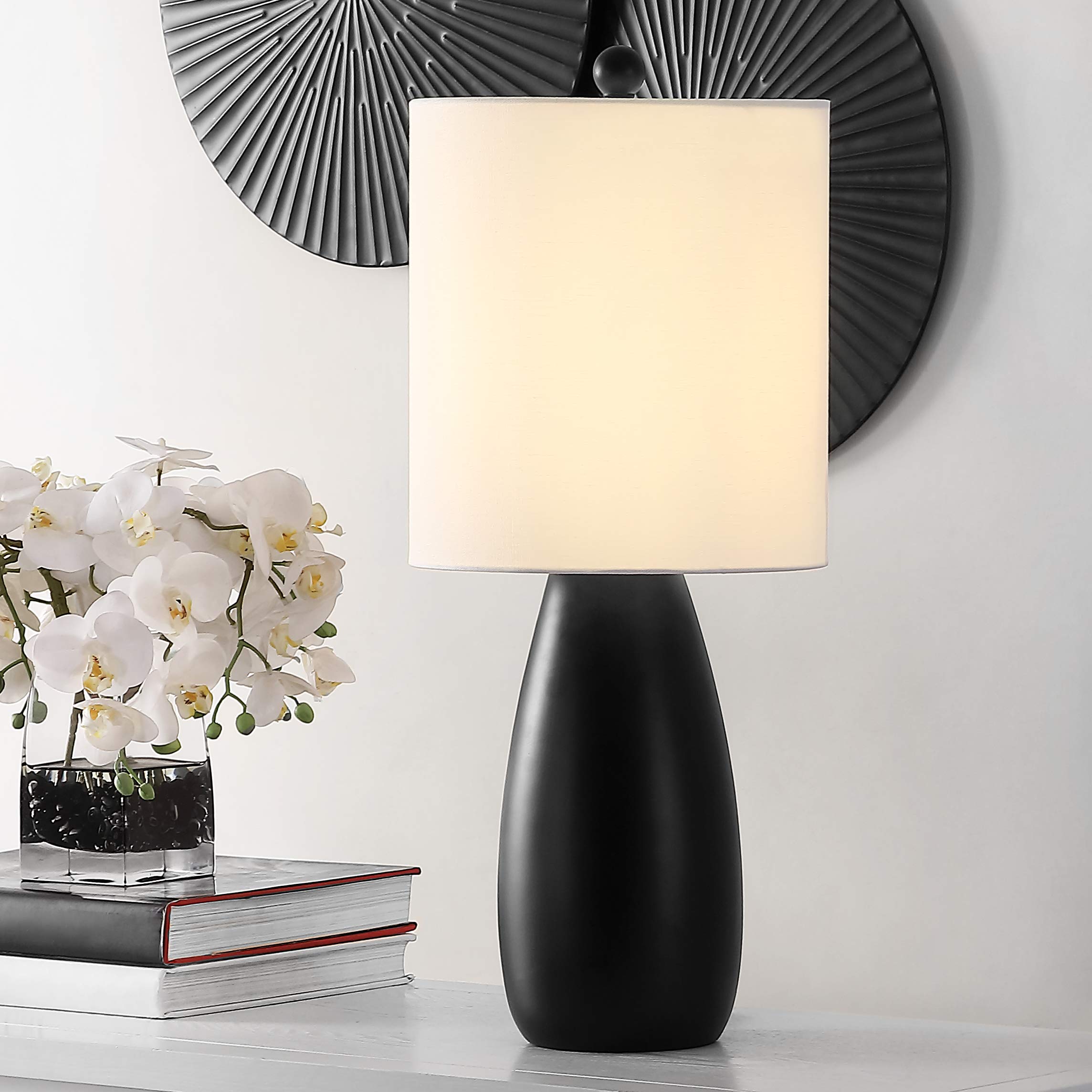 SAFAVIEH Arlia Modern Black 24-inch Table Lamp Set of 2 with LED Bulbs - Stylish Lighting for Bedroom, Living Room, Home Office & Nightstand - Perfect for Reading, Working & Ambient Lighting