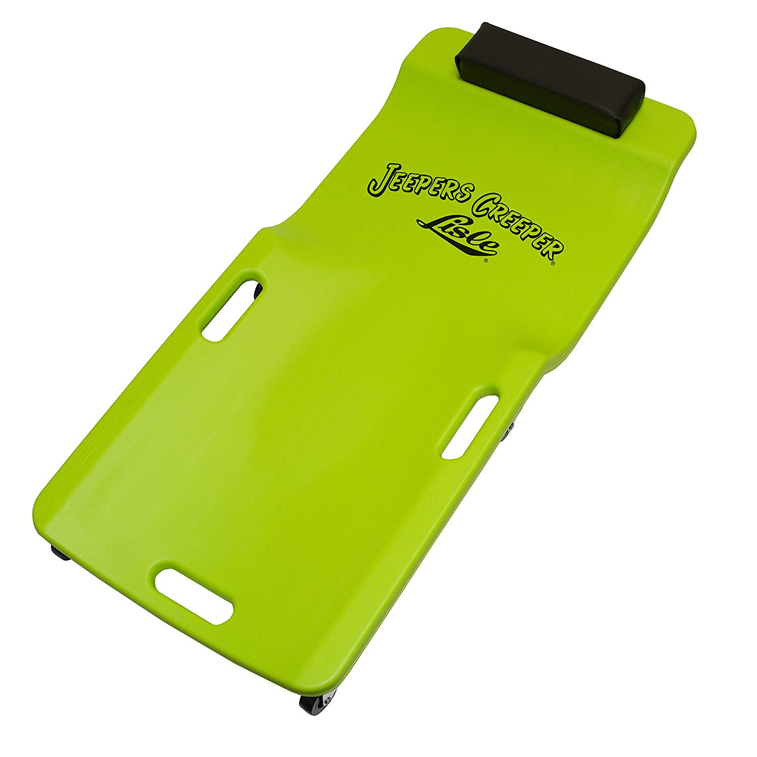 Lisle 99102 Neon Green Mechanics Creeper - Heavy Duty Low Profile Garage Stool for Auto Repair & Under Car Maintenance