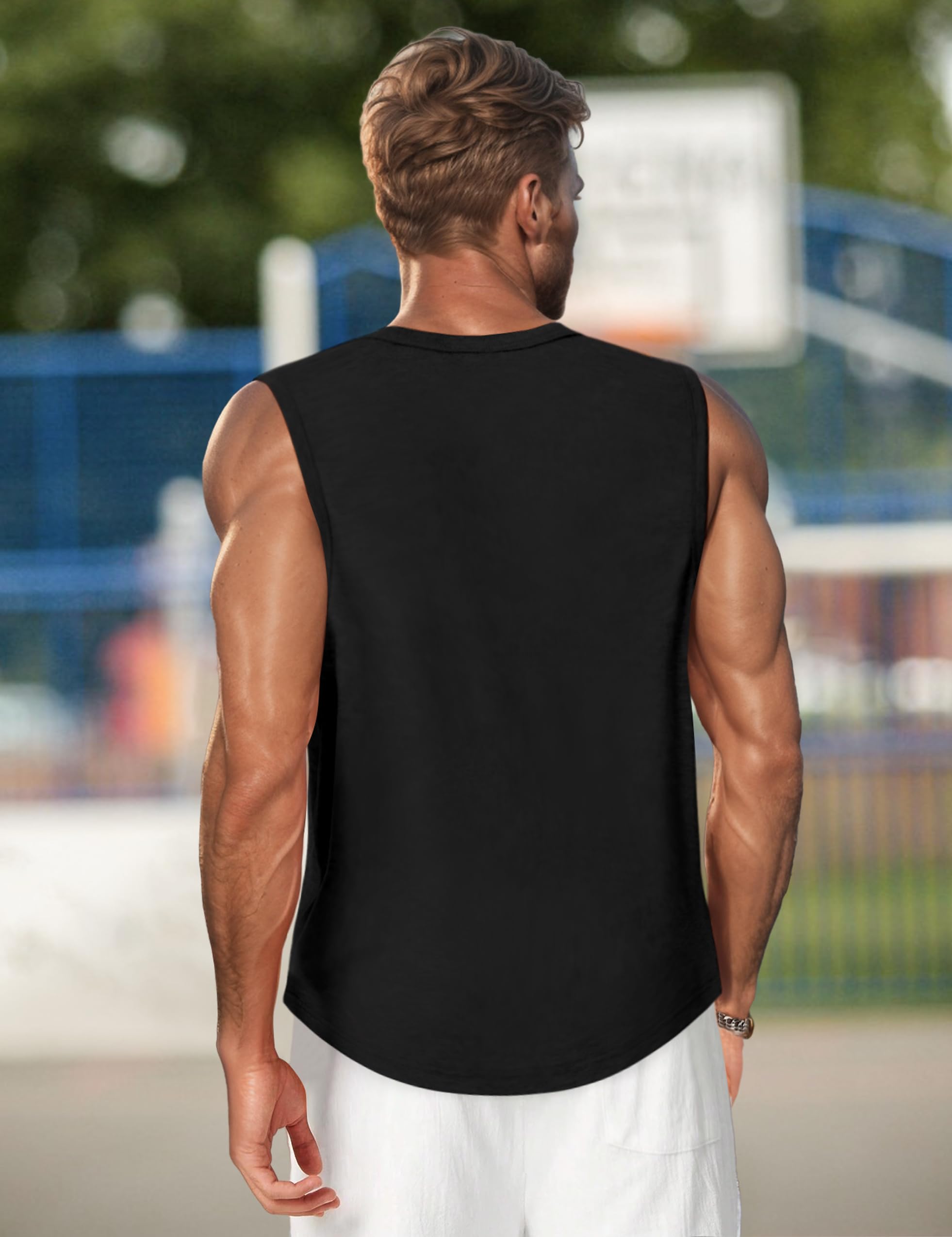 Men's Graphic Print Sleeveless V-Neck Tank Top - Workout & Muscle Shirt for Gym, Running, Summer Outfits
