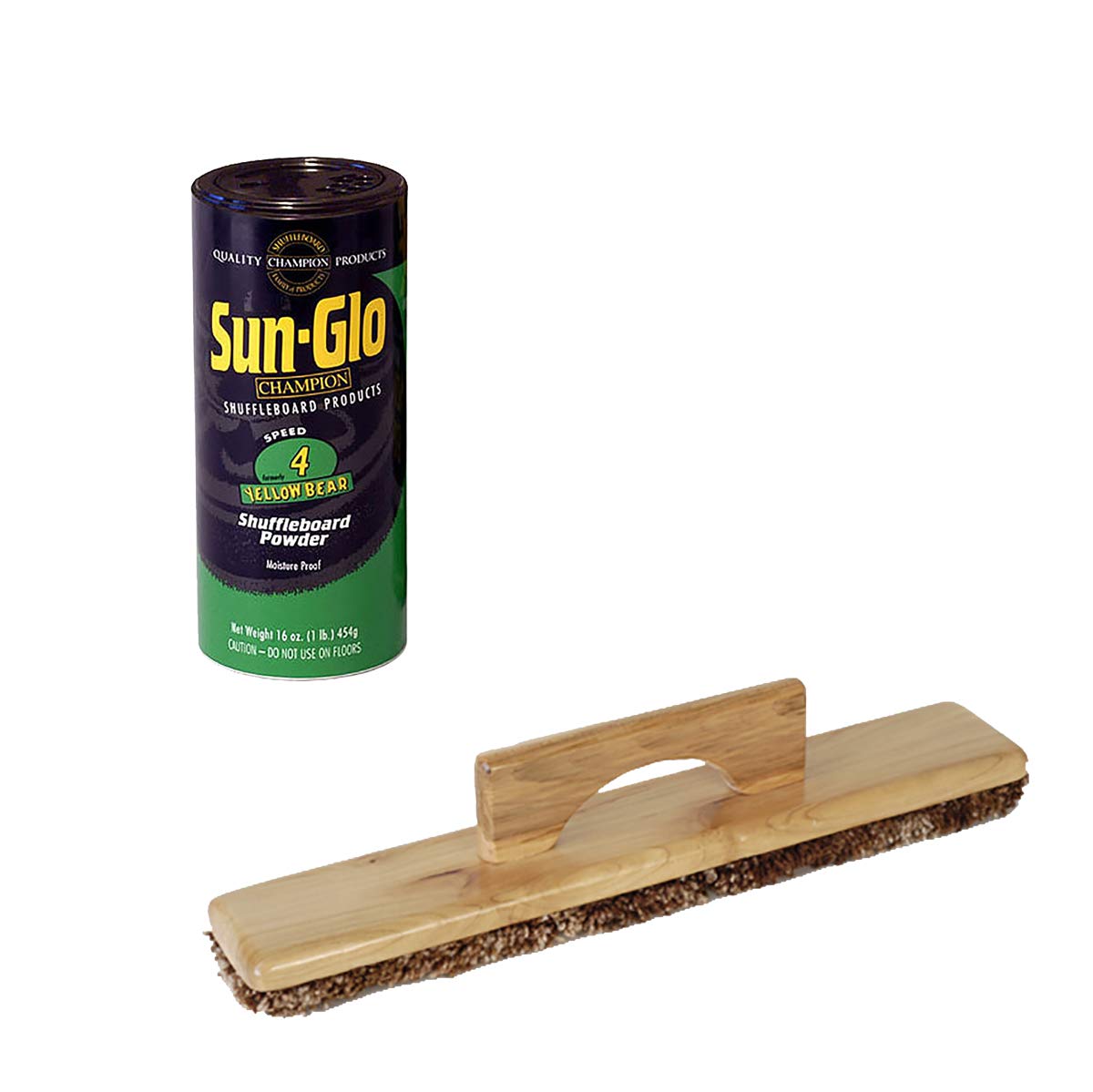 Sun-Glo #4 Yellow Bear Wax & Shuffleboard Sweep Combo – Premium Shuffleboard Maintenance Kit for Smooth Gameplay