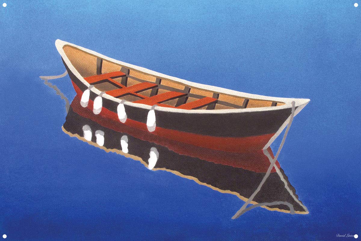 David Linton Cape Cod Dory Metal Art Print - 11.5x17.5 Inch Watercolor Wall Decor - Nautical Home & Office Artwork for Beach House, Coastal Living Room or Boat Lover Gift