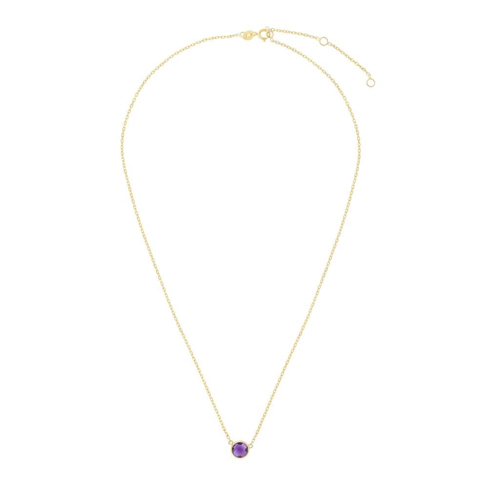 14K Gold Amethyst Solitaire Necklace for Women - Elegant Purple Gemstone Jewelry Gift for Birthday, Anniversary & Valentine's Day - Perfect for Everyday Wear & Special Occasions
