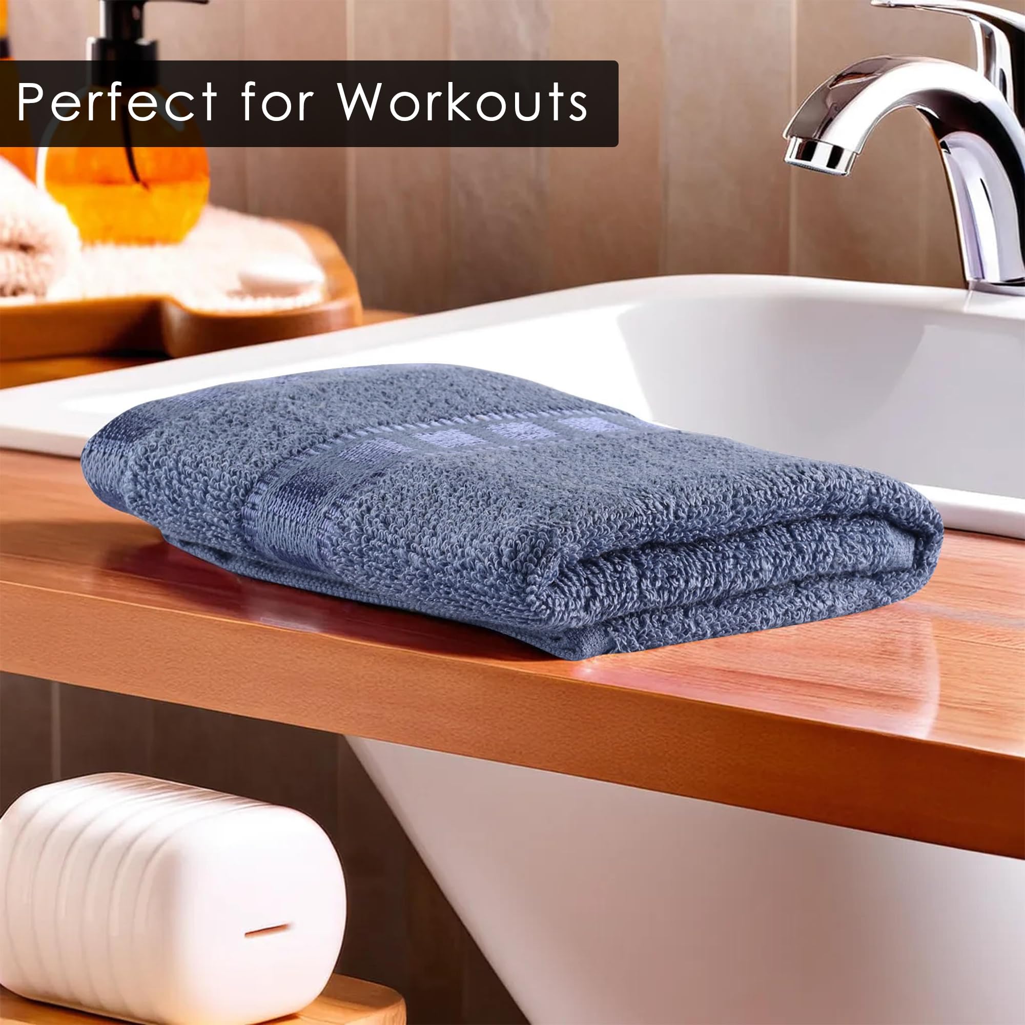 Kuber Industries 2-Pack Cotton Hand & Face Towels for Men & Women - Soft, Absorbent & Washable - Perfect for Gym, Workout, Travel & Daily Use - Dark Blue
