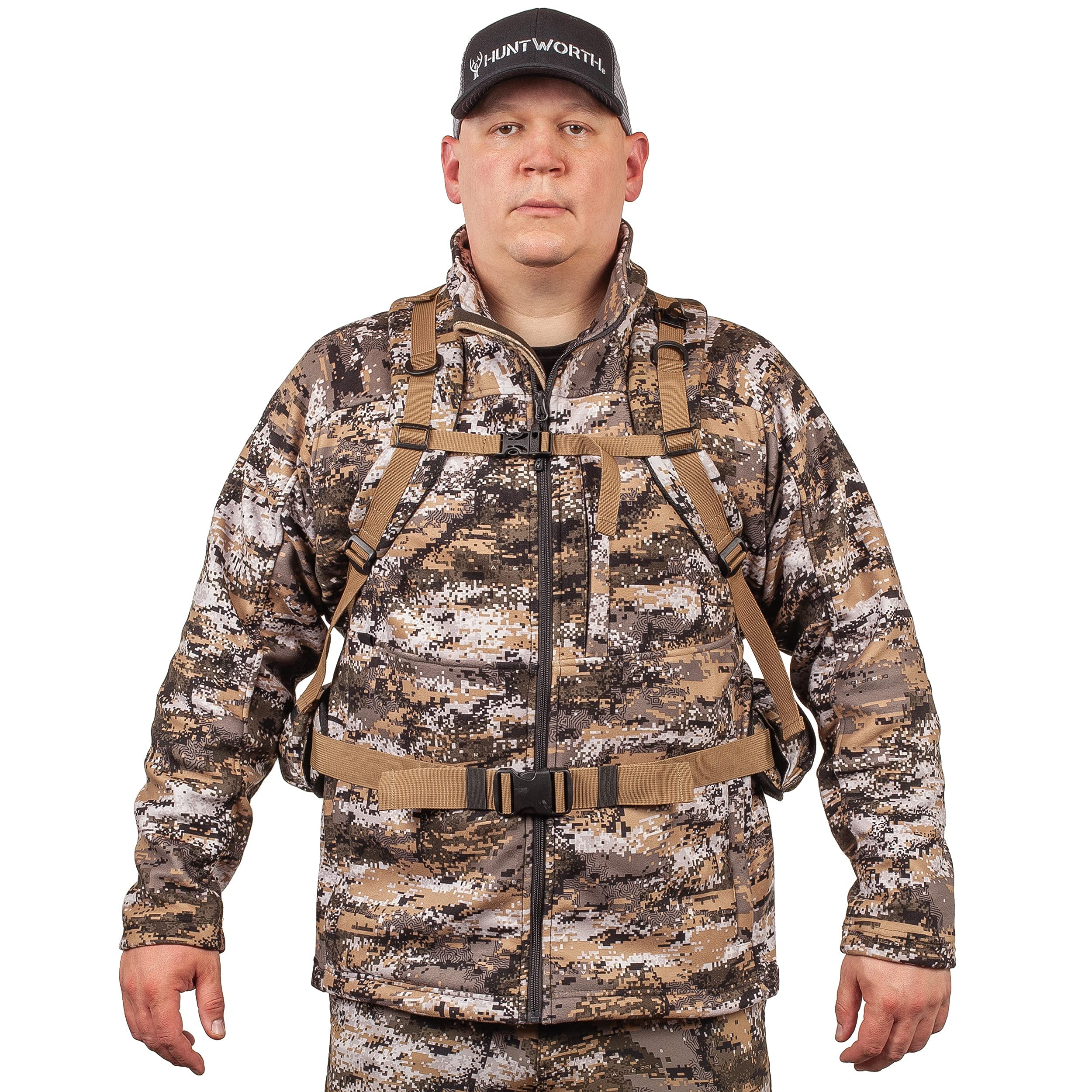 Huntworth Hickory Lightweight Hunting Backpack with Weight Suspension System - Hydration Compatible, Water Resistant, Spacious 3Lb Camo Backpack for Outdoor Adventures, Hiking & Camping