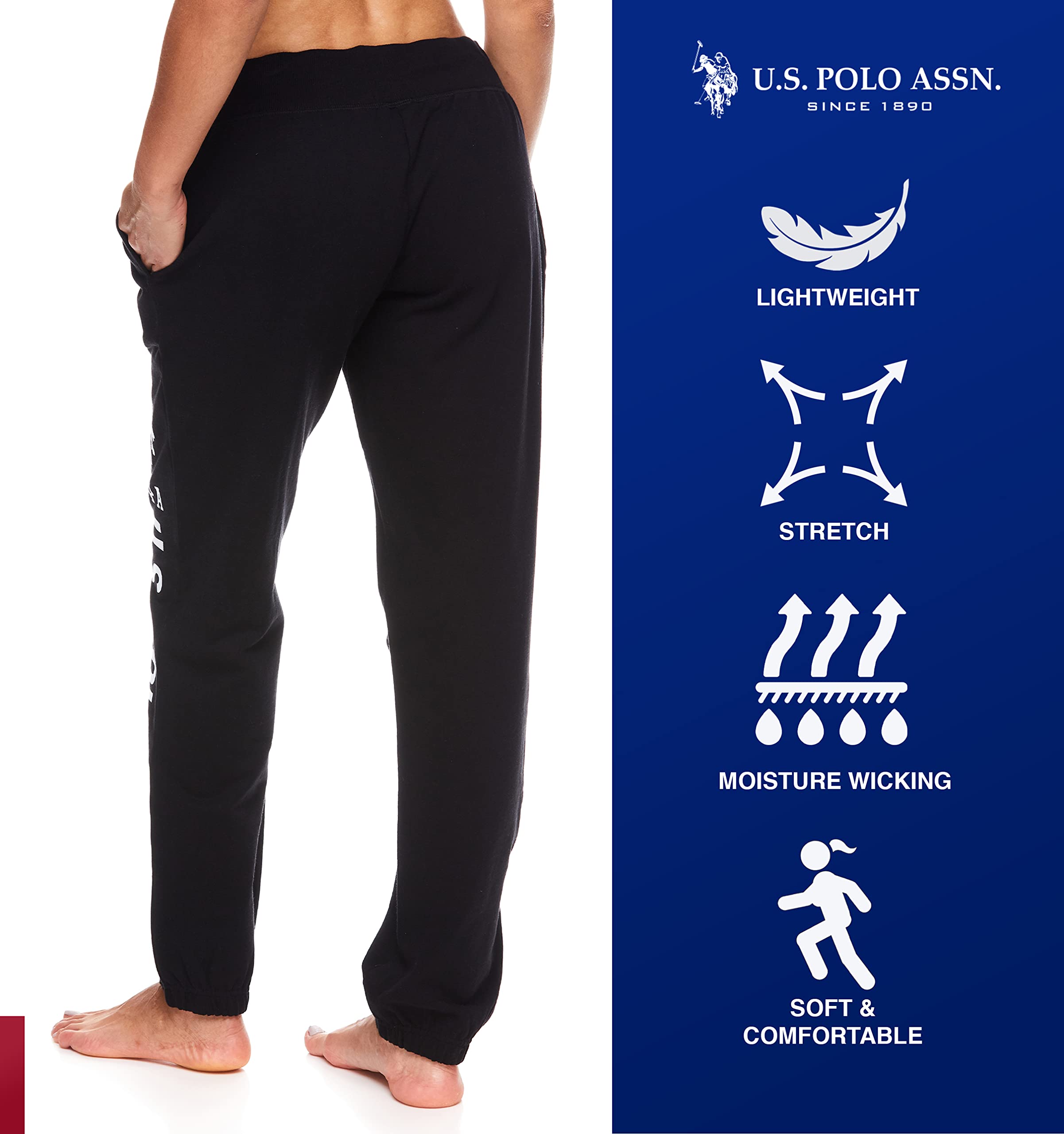 U.S. Polo Assn. Women's Essential Sweatpants with Pockets - Soft French Terry Joggers for Women | Comfortable & Breathable Lounge Pants for Yoga, Running & Casual Wear