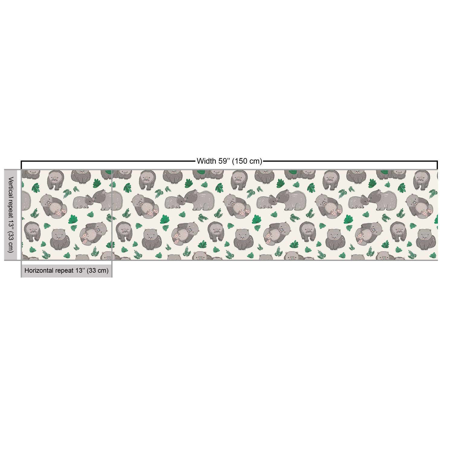 Ambesonne Animal Print Fabric by The Yard - Funny Wombats with Leafy Plants Design, Decorative Upholstery Fabric for Sofa, Curtains & Home Decor (10 Yards, Ivory Tan) - Perfect for DIY Projects, Pillow Covers & Nursery Decorations