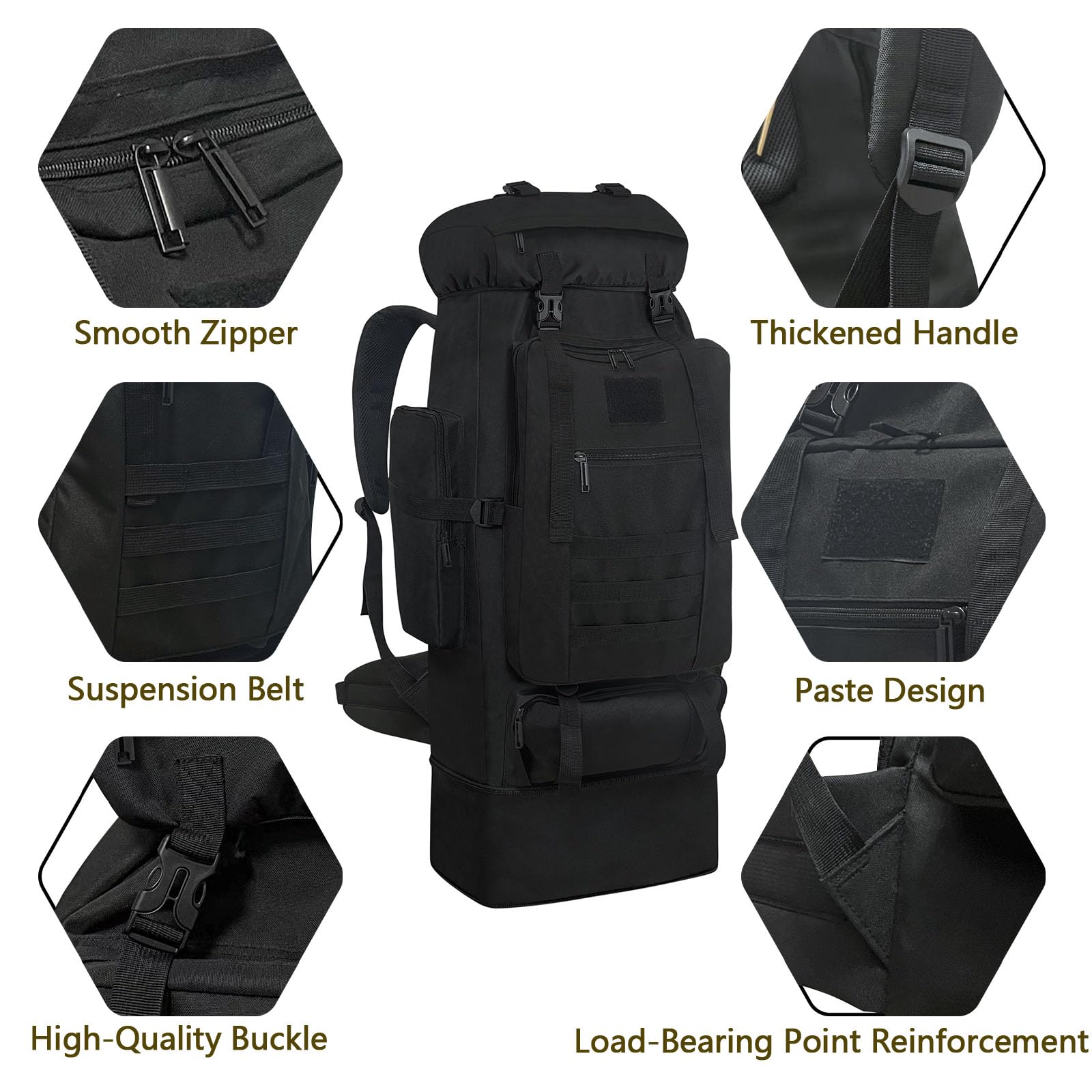 Wesoke 80L 100L Waterproof Large Camping Backpack for Men & Women - Military Tactical Hiking Rucksack for Outdoor Travel, Backpacking & Adventure | Perfect for Camping Trips, Hiking Expeditions & Travel Gear