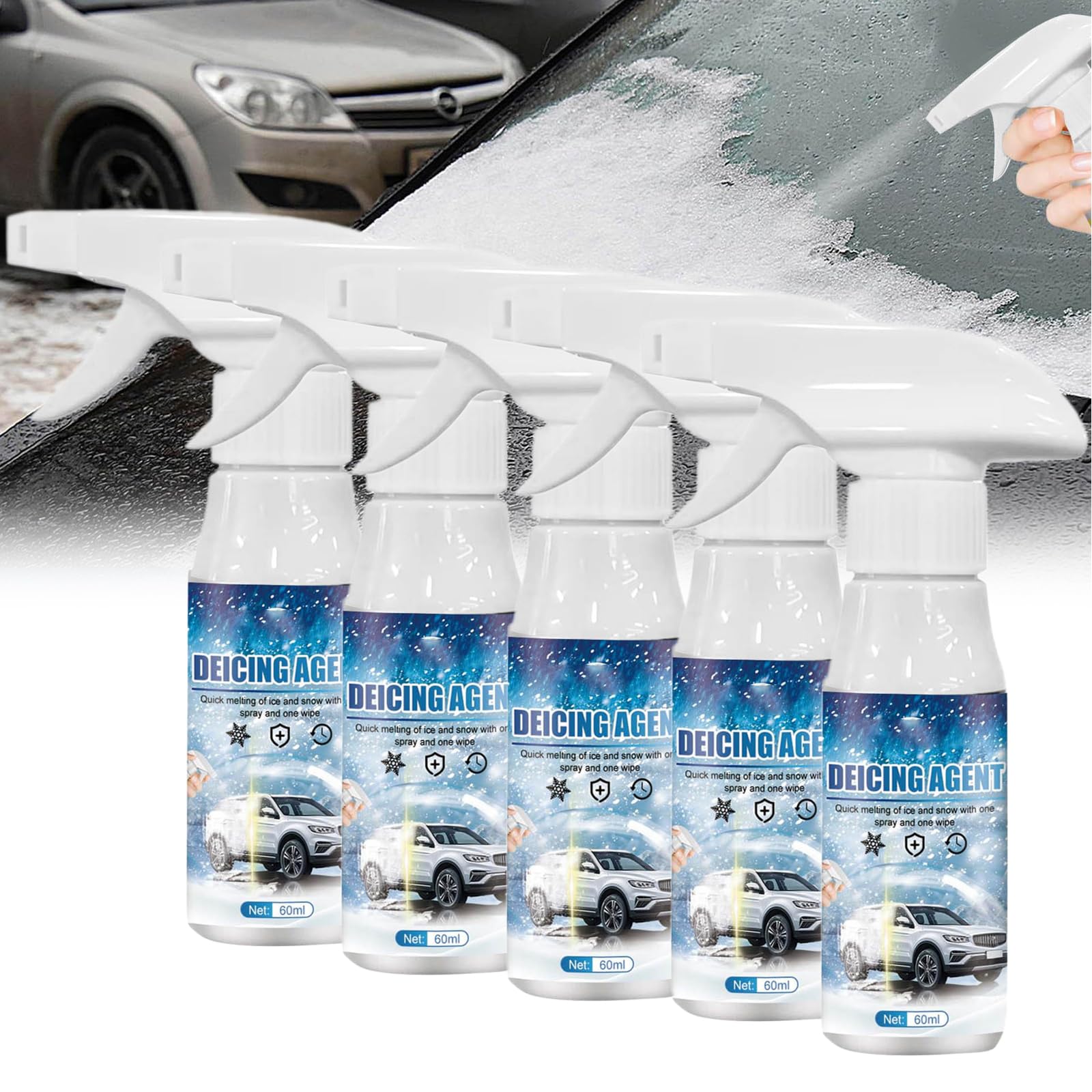 Fast-Acting Car Windshield Deicer Spray - Quick Melting Ice & Snow Remover for Locks, Windows, Wipers & Mirrors (2-Pack, 2 fl oz) | Winter Car Care & Emergency Roadside Use
