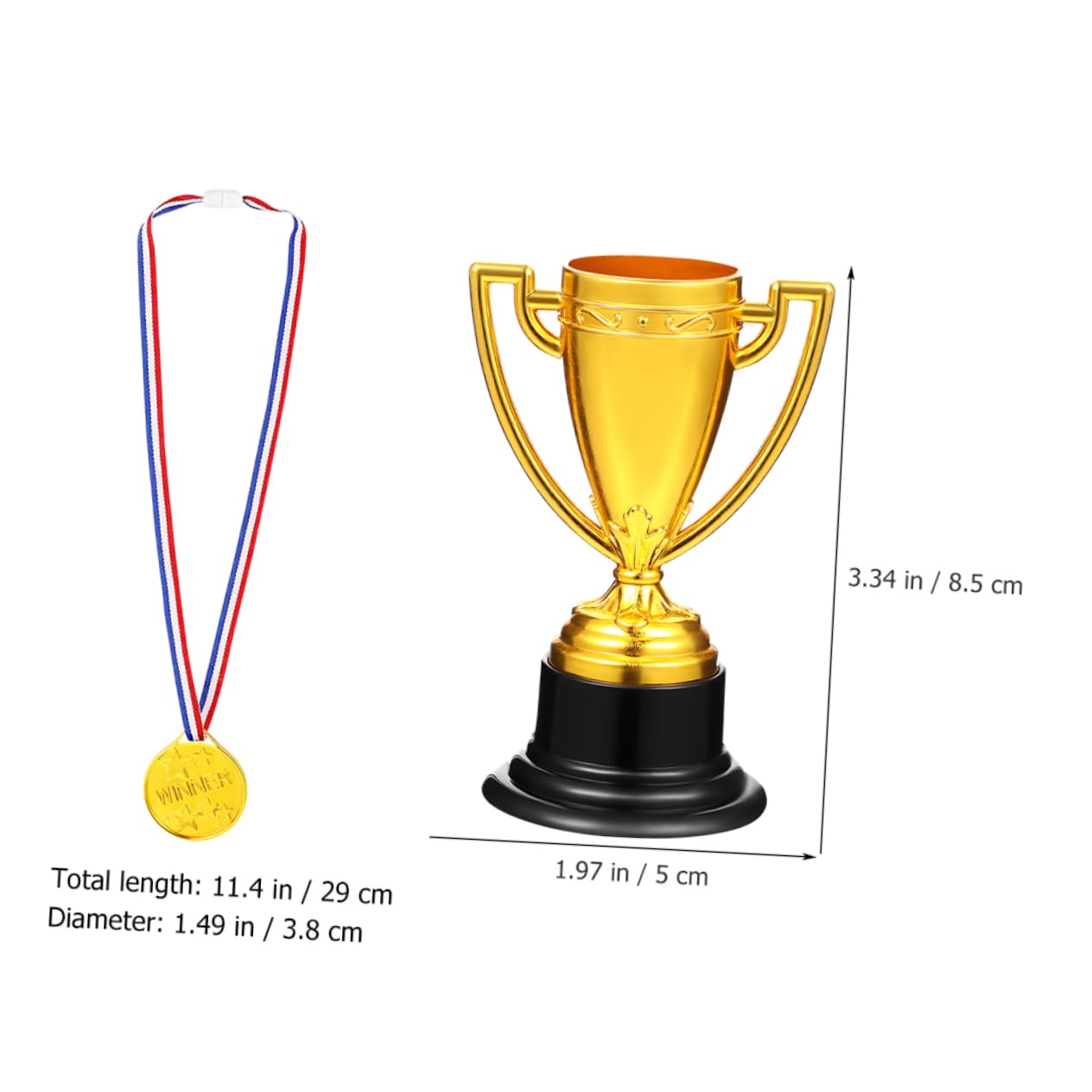 CANIGHT 10PCS Plastic Gold Cup Toys - Mini Reward Medals & Trophies for Kids - Perfect for Birthday Parties, Classroom Rewards & Sports Events