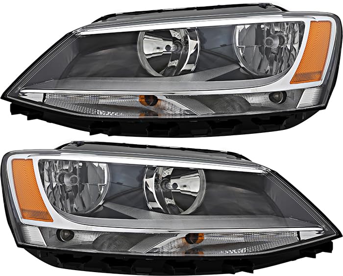 Volkswagen Jetta Headlights Replacement Set - Halogen Headlamp Assembly for Driver & Passenger Side (2011-2014 Models) | Perfect for Night Driving & Foggy Conditions