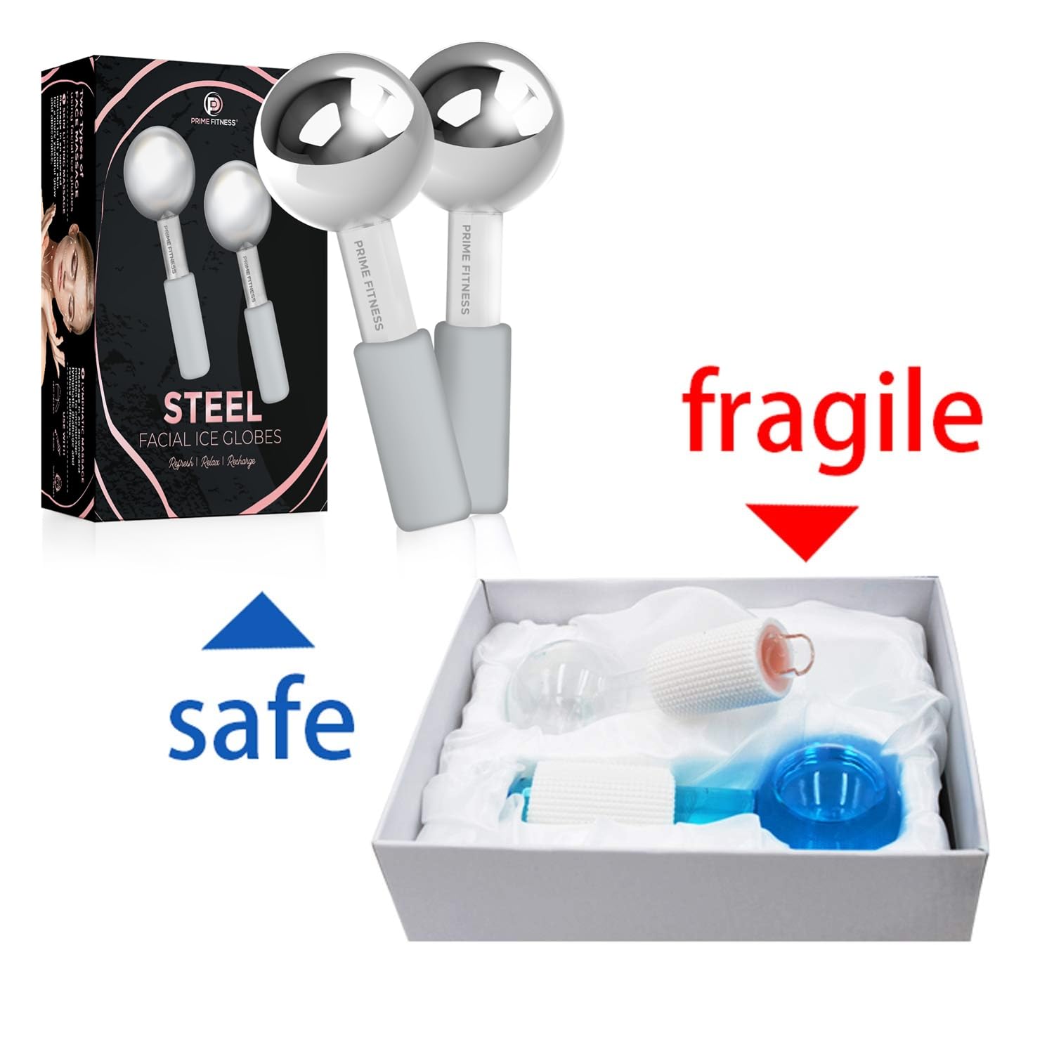 Cryo Facial Ice Globes – Unbreakable Stainless Steel Cooling Roller & Massager for Face, Neck & Eyes | Reduces Dark Circles, Puffiness, Wrinkles & Boosts Collagen | Perfect for Morning Routine, Spa Days & Post-Workout Recovery (Gray)