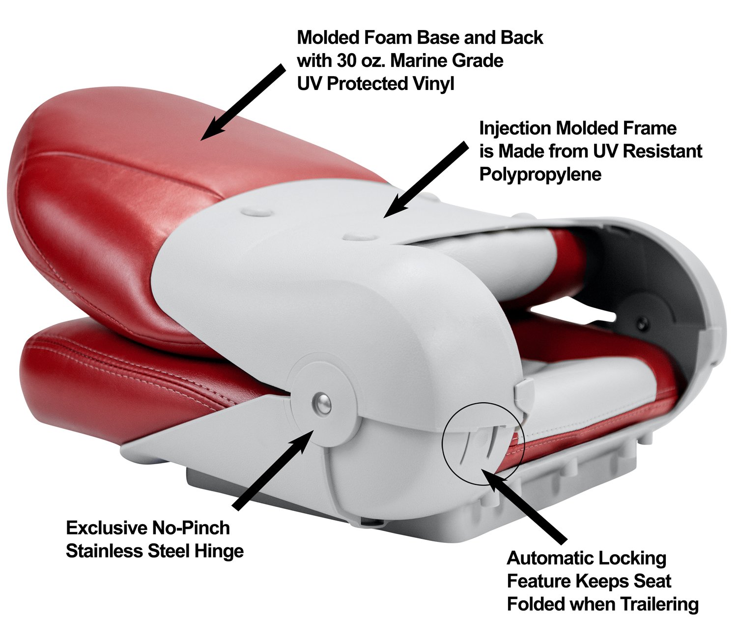 Tempress NaviStyle High Back Boat Seat - Red & Gray - Comfortable & Durable for Boating, Fishing & Marine Use