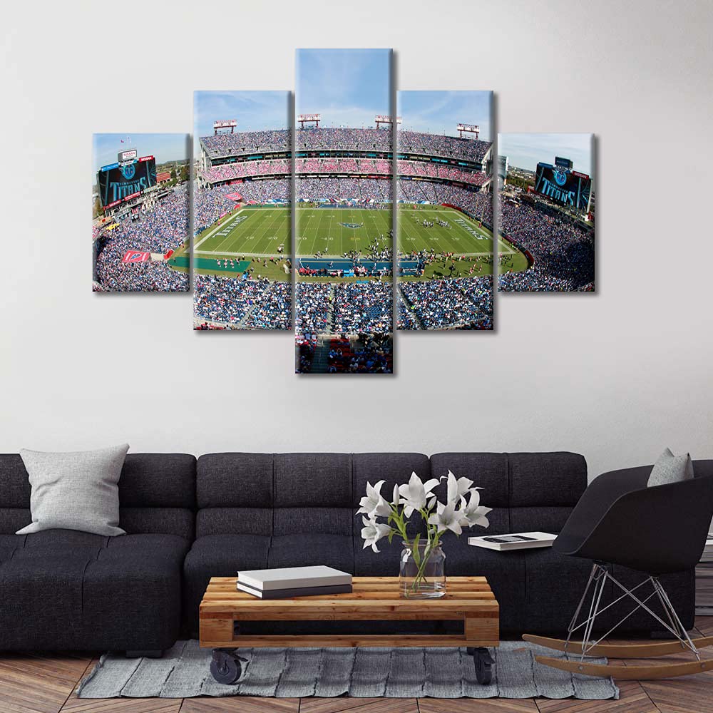 Nissan Stadium Sports Wall Art - 5 Piece Canvas Basketball Prints for Home Decor, Tennessee Modern Artwork (60