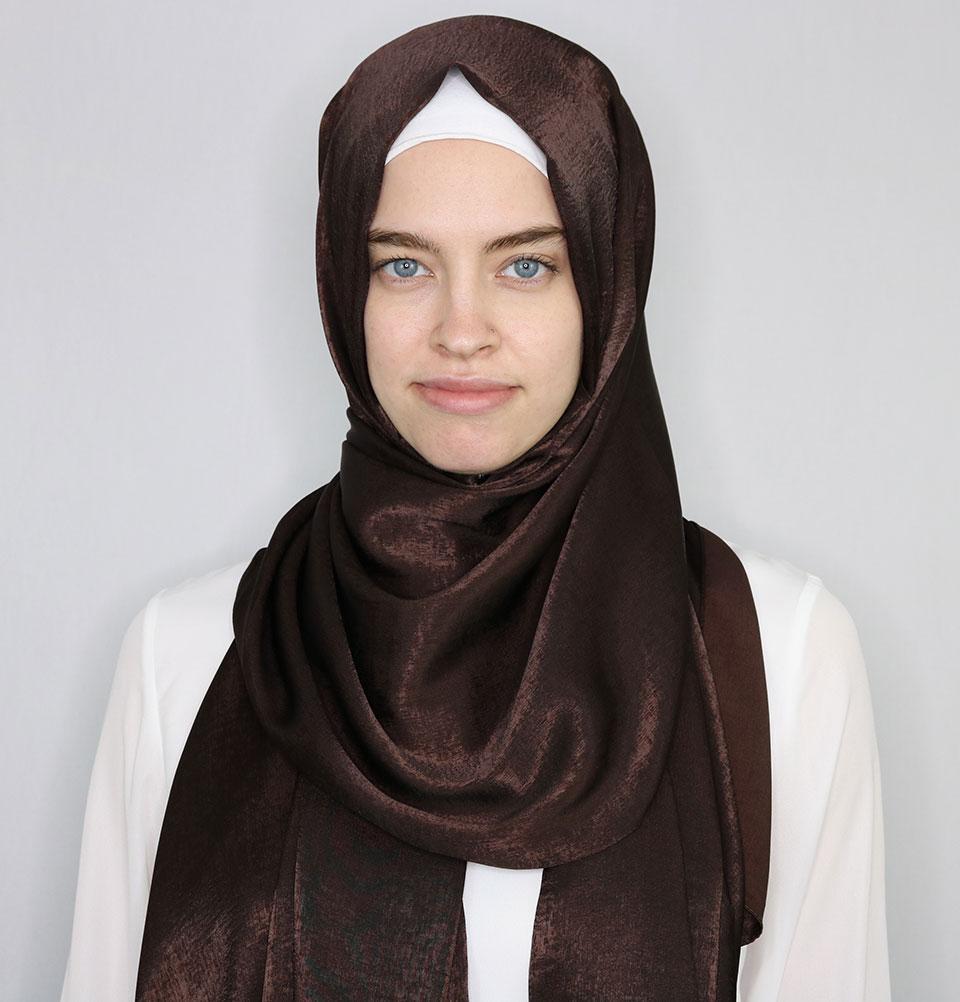 Premium Bamboo Satin Hijab Shawl - Soft & Breathable Brown Headscarf for Women - Perfect for Daily Wear, Prayer, and Special Occasions