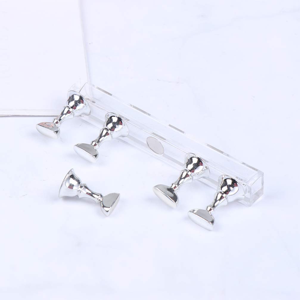 4 Sets Acrylic Nail Display Stands - Magnetic Mount Crystal Base Fingernail Holders for Nail Art, Manicure Tools & Salon Display | Perfect for Nail Technicians, Home Salons & Professional Nail Art Showcases