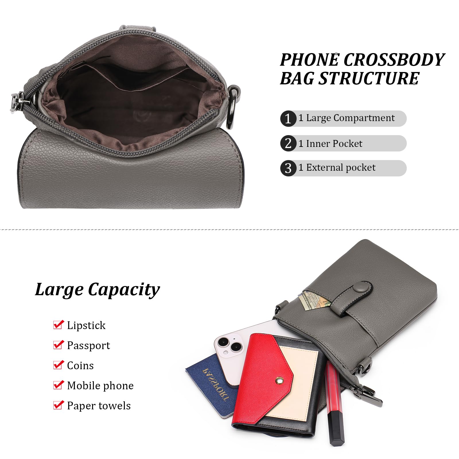 Genuine Leather Crossbody Phone Bag for Women with Card Slots - Perfect for Travel & Daily Use