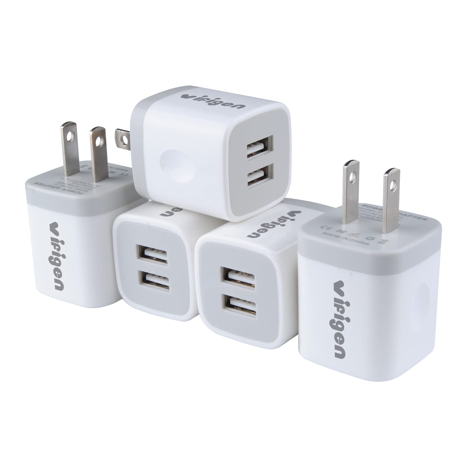 Vifigen 5-Pack Fast USB Wall Charger Block - Dual Port 2.1A Charging Cube for iPhone 14/13/12/11 Pro Max, iPad, Samsung Galaxy S22/S21/A03S/A13, Pixel 6 - Perfect for Home, Office & Travel Charging Needs