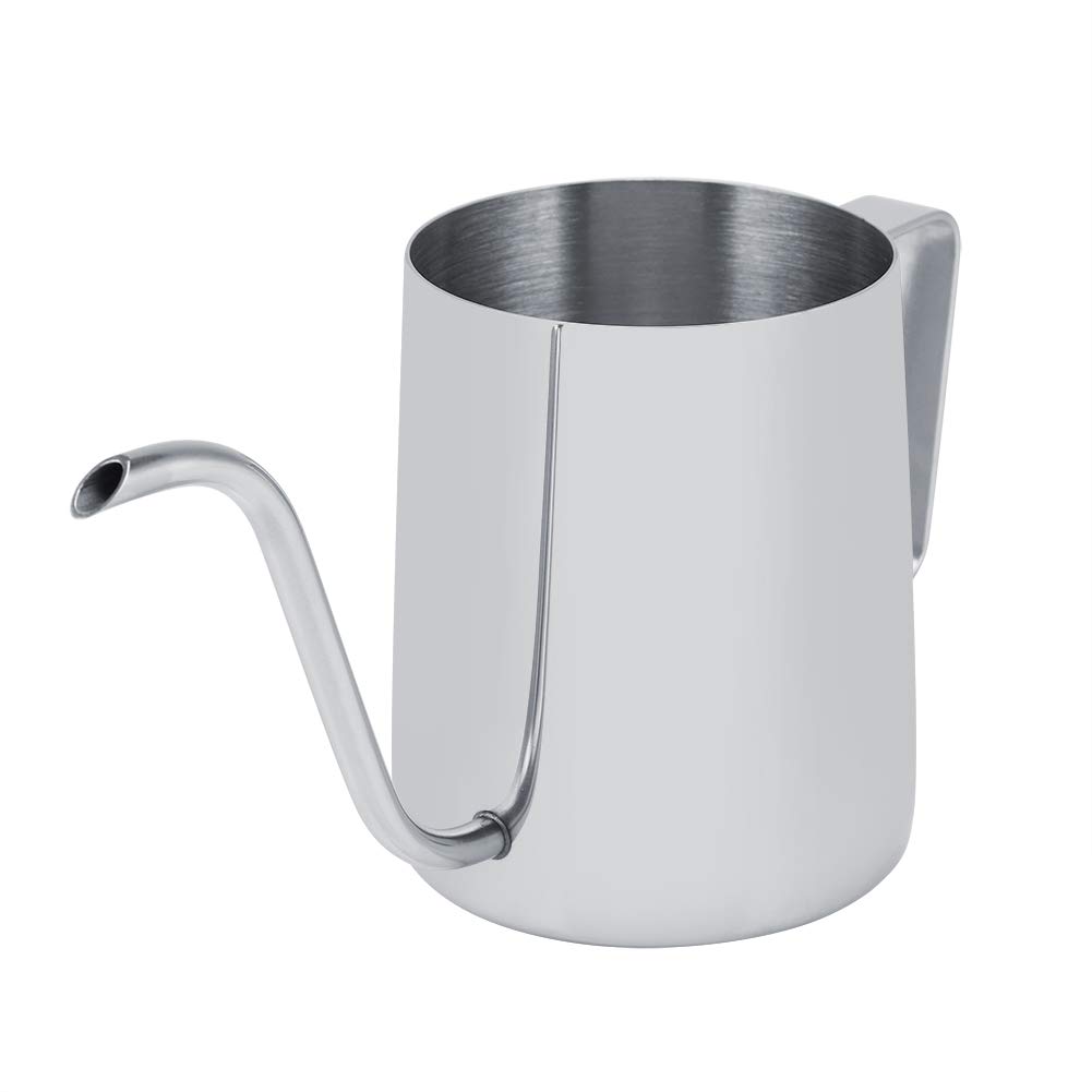 Premium 350ml Stainless Steel Gooseneck Coffee & Tea Kettle with Heat-Resistant Handle - Perfect for Pour Over Coffee, Lemon Tea, and Specialty Beverages (Silver) - Ideal for Home Baristas, Tea Enthusiasts, and Coffee Shops