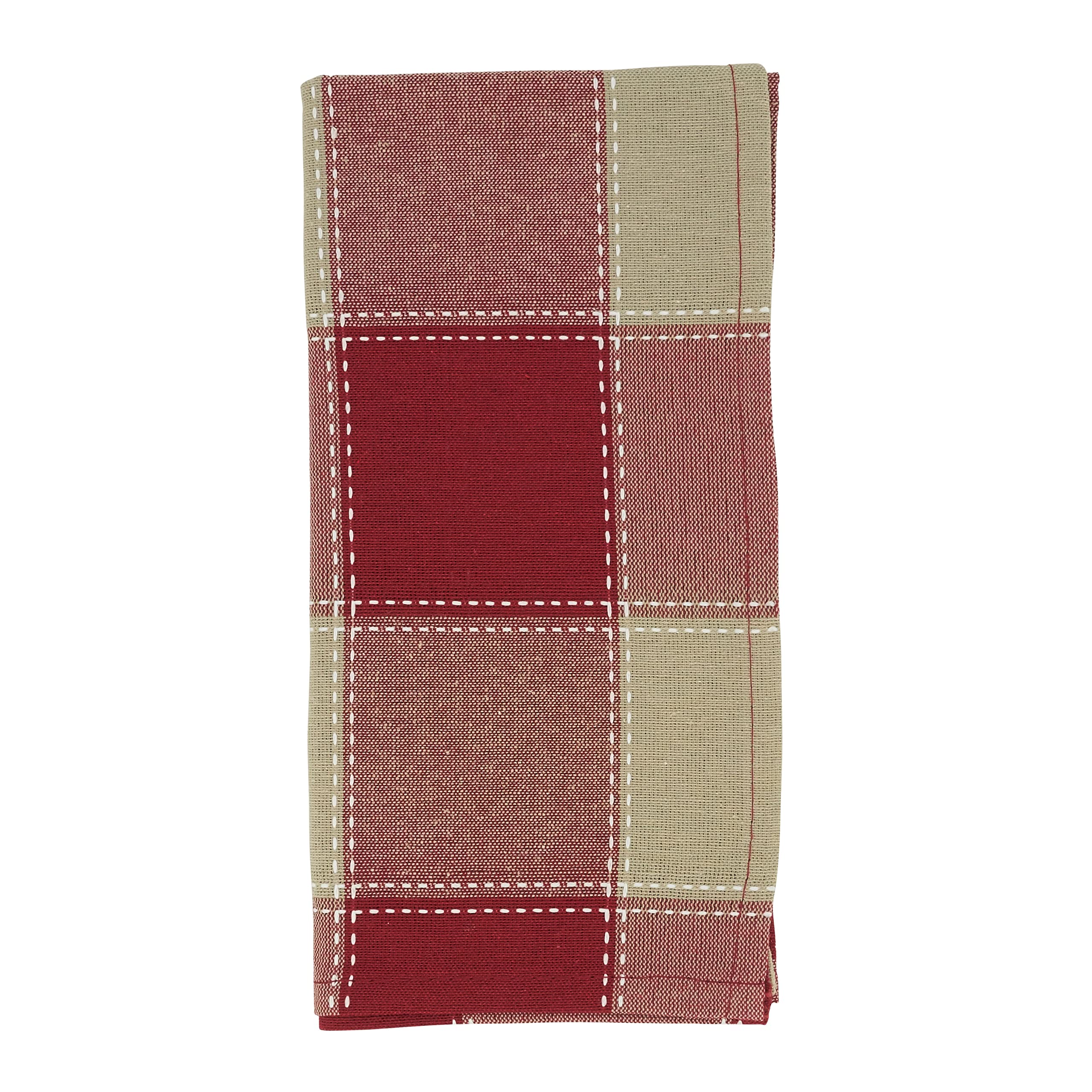 Premium Stitched Plaid Table Napkins Set of 4 - 100% Cotton Decorative Dinner Napkins for Holiday Dining, Parties & Everyday Use