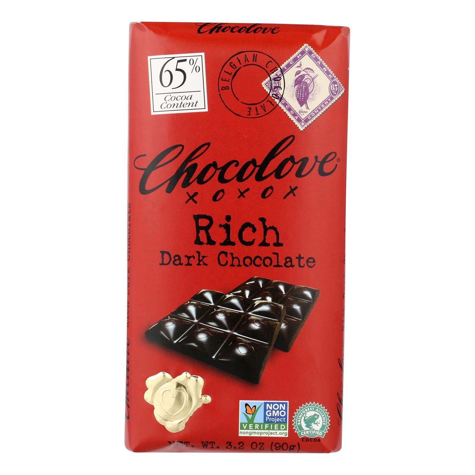 Chocolove Xoxox Premium Dark Chocolate Bar - 3.2 oz (12 Pack) - Rich Cocoa Flavor for Gifts, Parties & Dessert Pairing