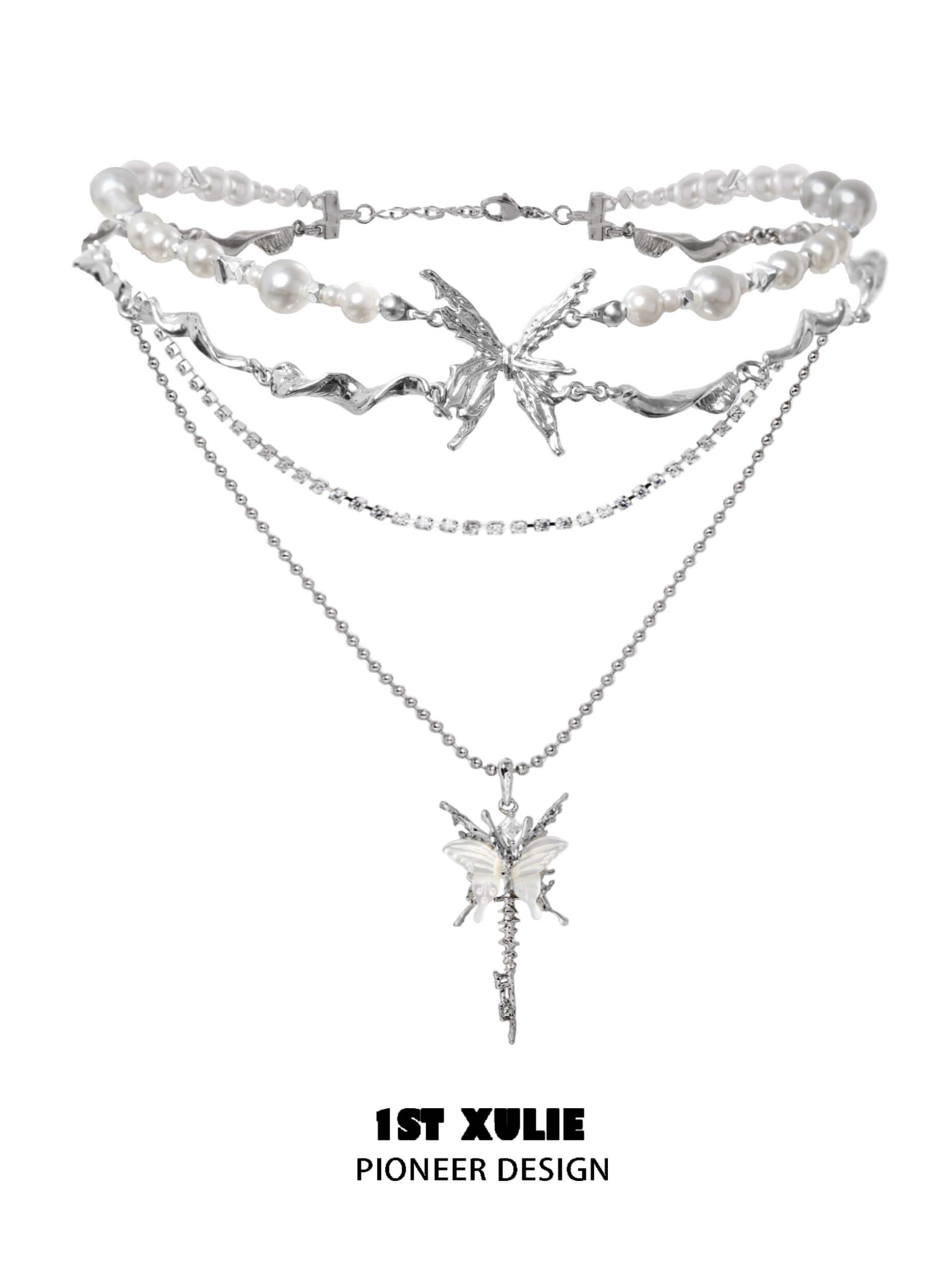 18K Gold Plated Butterfly Pendant Necklace with Pearl & White Shell - Elegant Jewelry for Women, Perfect for Valentine's Day Gifts, Anniversary Presents & Special Occasions