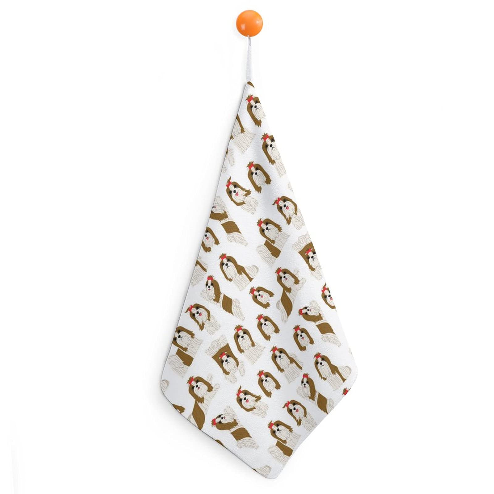Premium Microfiber Quick-Dry Hand Towels for Shih Tzu Lovers - Soft Polyester Pet-Themed Hanging Towels for Bathroom, Gym, Sports & Outdoor Activities - Absorbent & Durable Dog Pattern Handkerchiefs