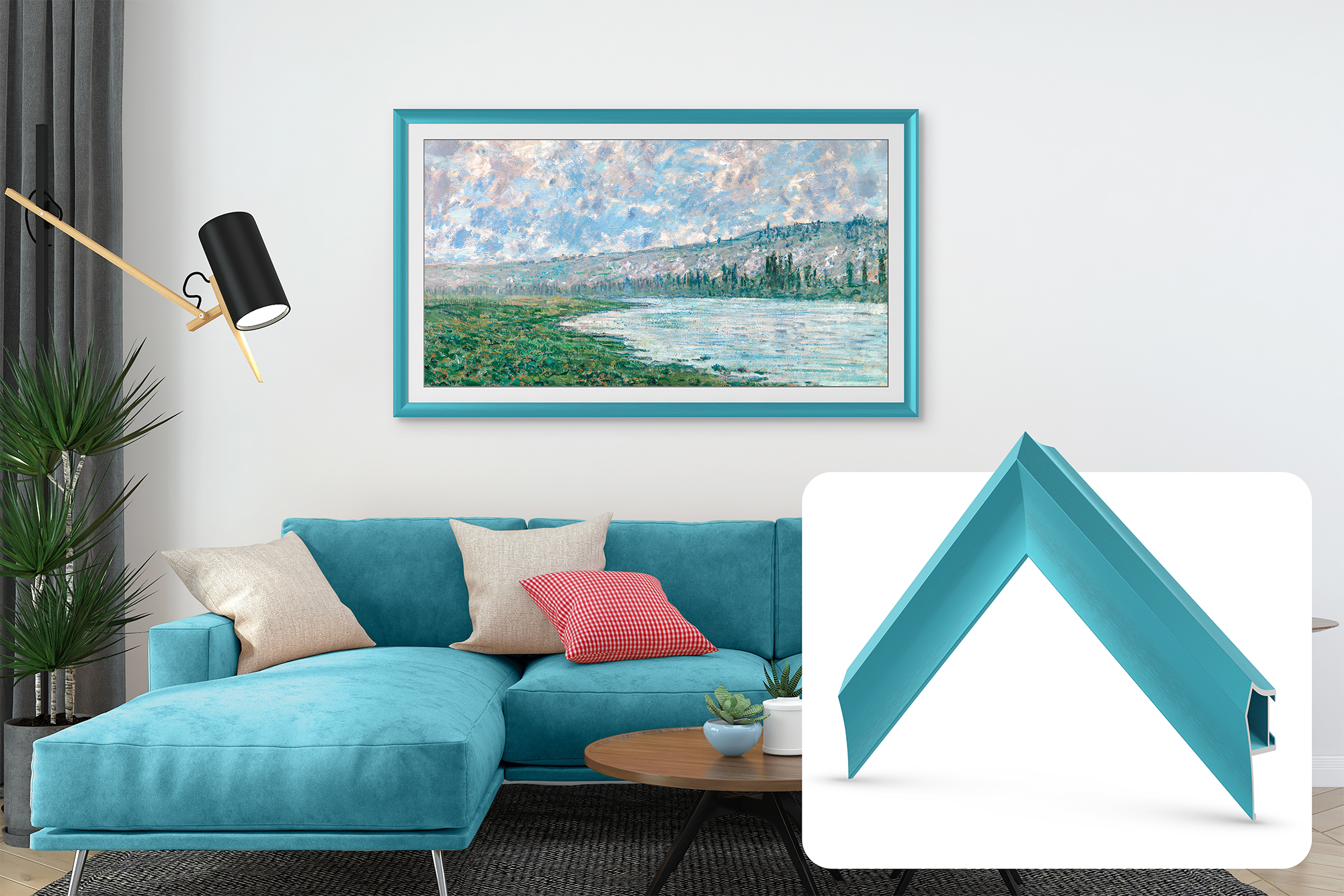 Caribbean Turquoise Alloy Prismatic Samsung TV Frame Bezel for 2017-2020 Models - Perfect for Home Theater & Living Room Decor