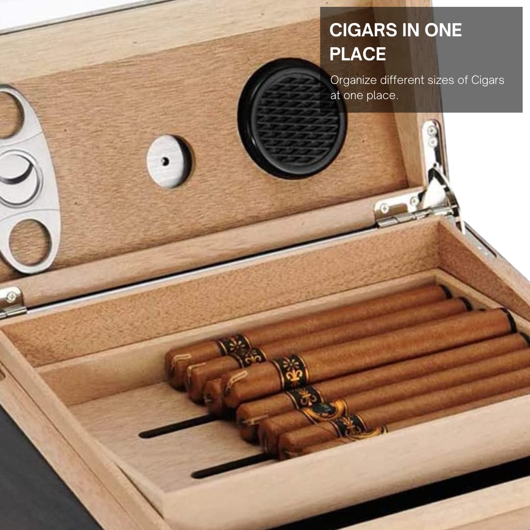 Premium Wood Lined Cigar Cabinet Humidor - Airtight Cigar Storage Case with Hygrometer | Ideal for Cigar Aficionados & Best Man Gifts | Perfect for Home Bars, Office Use & Special Occasions