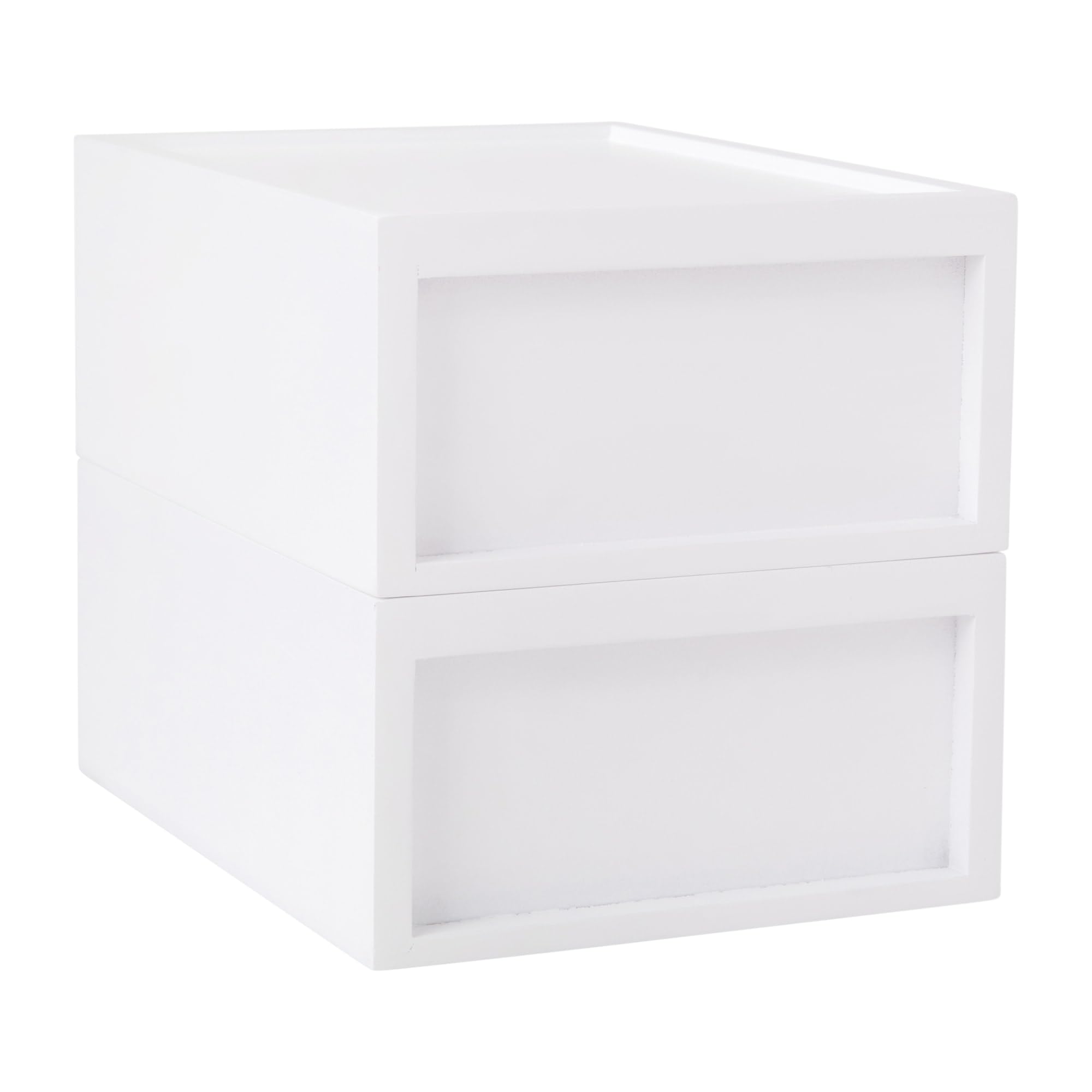 Weston Stackable Wooden Storage Boxes - 2 Pack, White | Home & Office Organizer