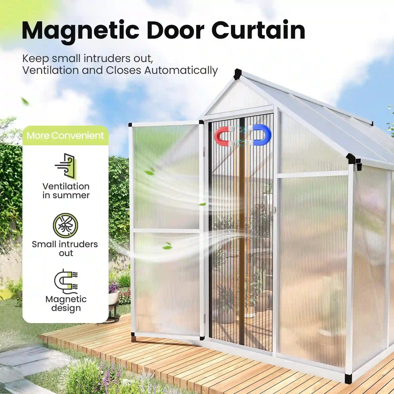 Premium Walk-in Polycarbonate Greenhouse Kit - Durable & Weather-Resistant for Year-Round Gardening - Perfect for Backyards, Patios & Urban Farming