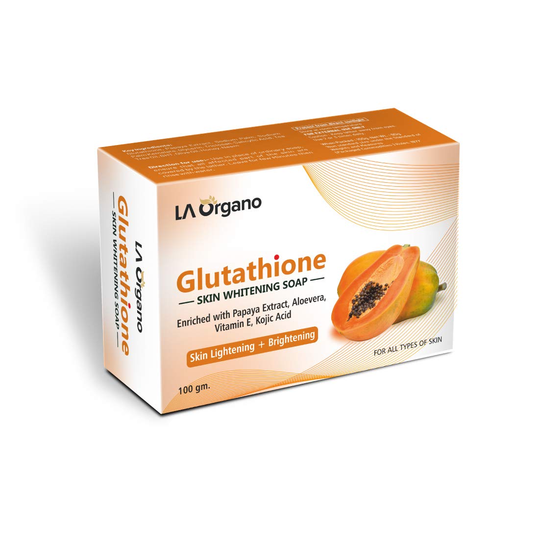 Organic Glutathione Papaya Skin Whitening Soap with Vitamin E & C - Dark Spot Remover & Exfoliating Soap for Brighter Skin (100g) - Perfect for Daily Face & Body Cleansing to Even Skin Tone