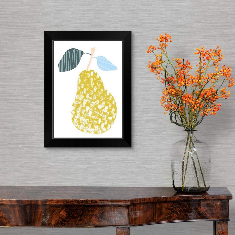 CANVAS ON DEMAND Cut Paper Fruit Black Framed Art Print - 14x18 Inch Fruit Wall Decor - Perfect for Kitchen, Dining Room & Home Office Decor
