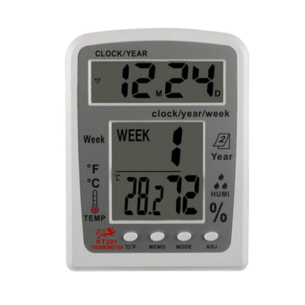 WSSBK KT201 Digital LCD Thermometer Hygrometer - Indoor/Outdoor Temperature Humidity Monitor with Alarm Clock | Perfect for Home, Office, Greenhouse & Weather Station Use