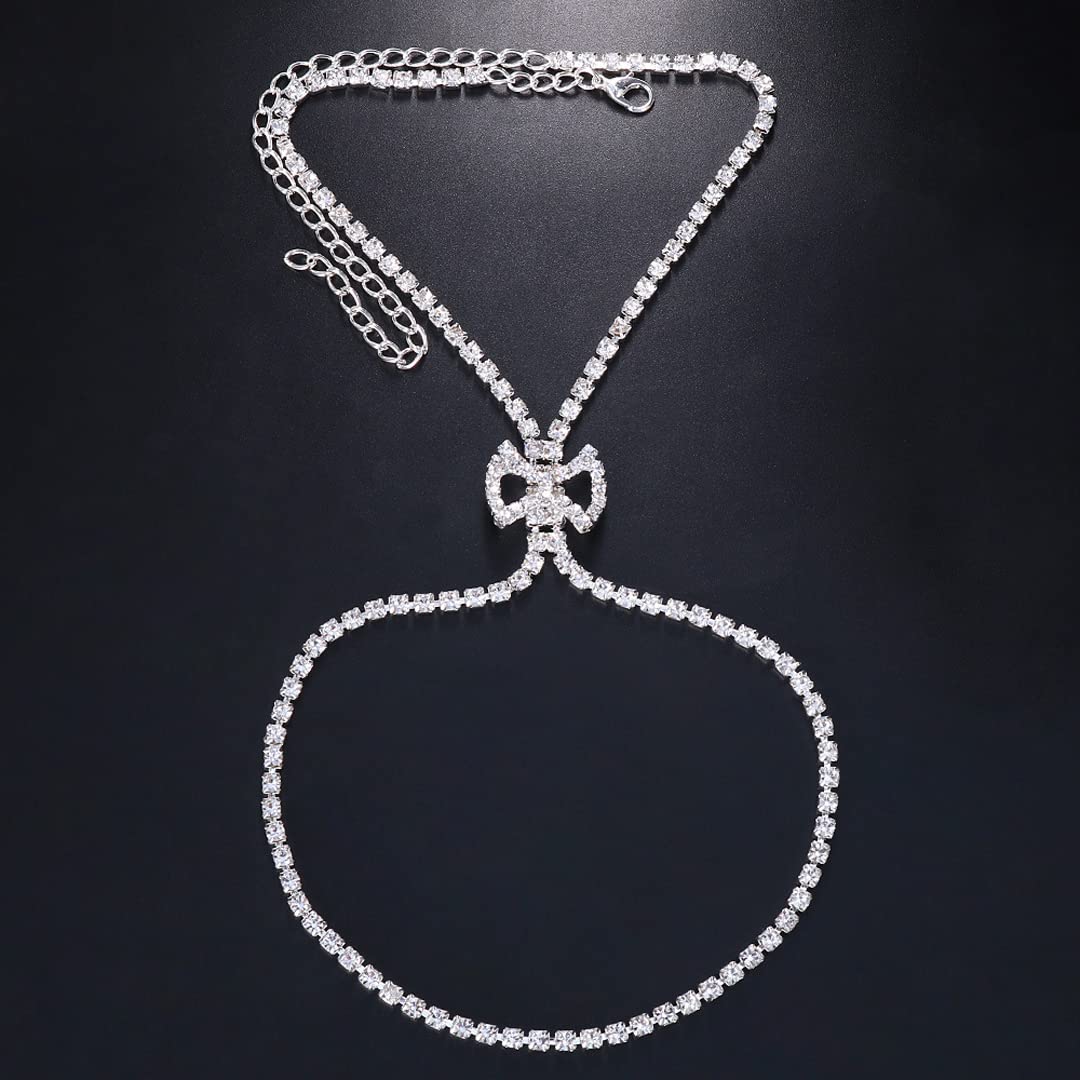 Elegant Rhinestone Anklet Chains for Women - Crystal Foot Jewelry for Wedding, Party & Prom - 1 Pair Shimmering Bow Ankle Bracelets for Special Occasions