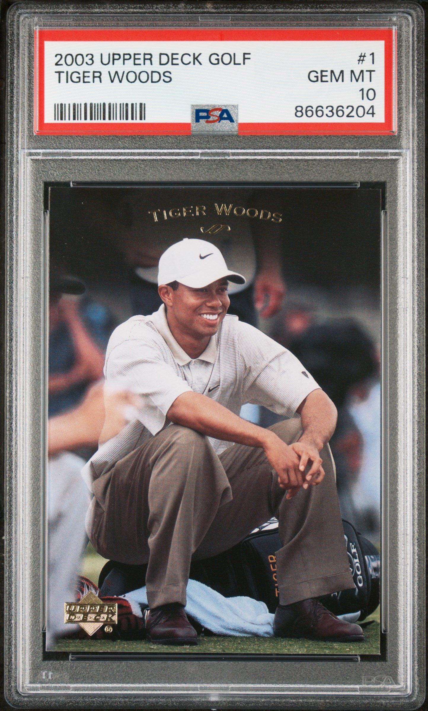 2003 Upper Deck Golf Tiger Woods #1 PSA 10 Graded Card - Rare Collectible for Sports Memorabilia & Golf Fans - Perfect for Display, Investment, or Gifting