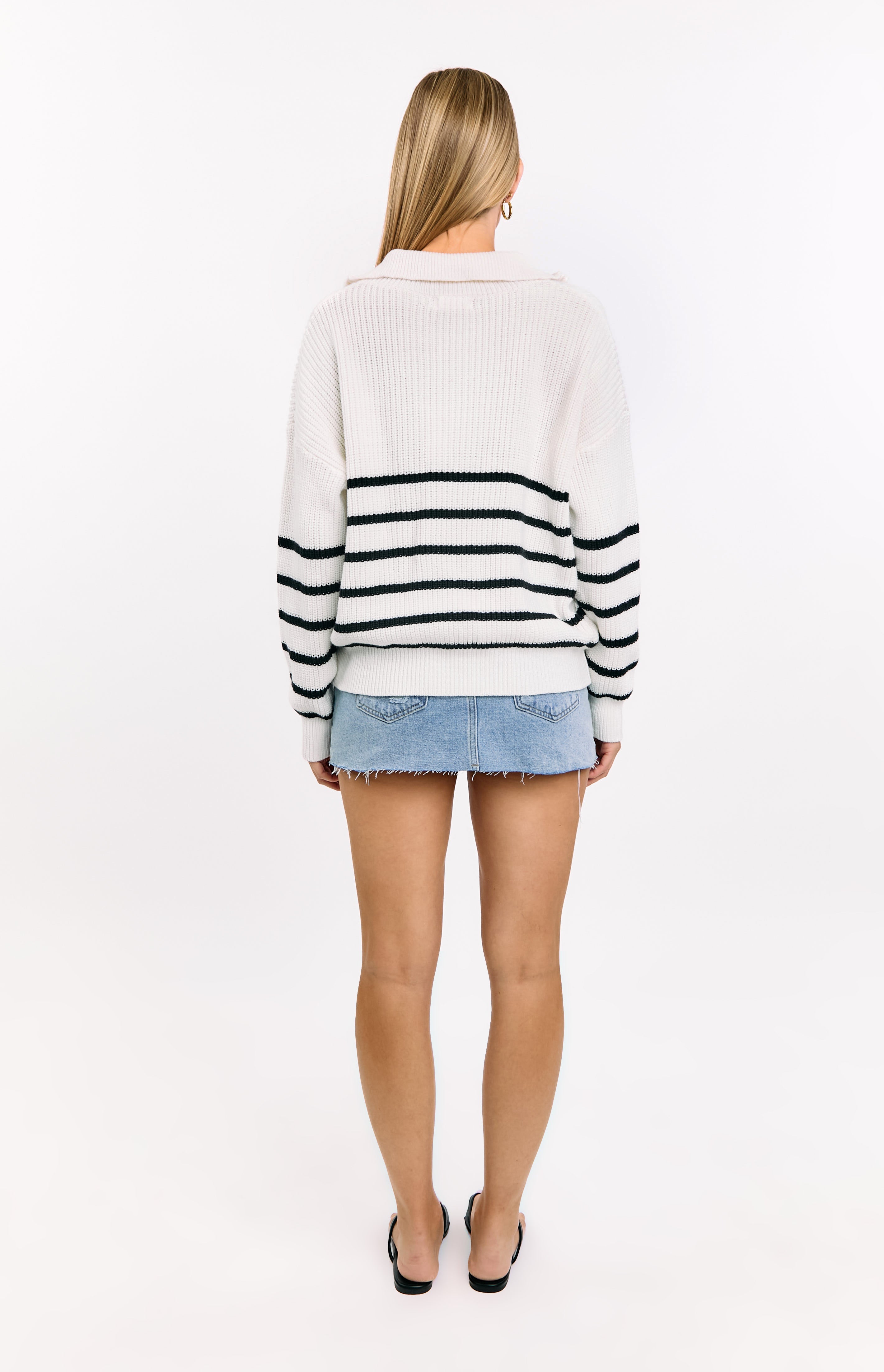 Copenhagen Cream Stripe Quarter Zip Knit Sweater for Men - Casual Pullover for Fall & Winter - Perfect for Office, Outdoors, and Travel