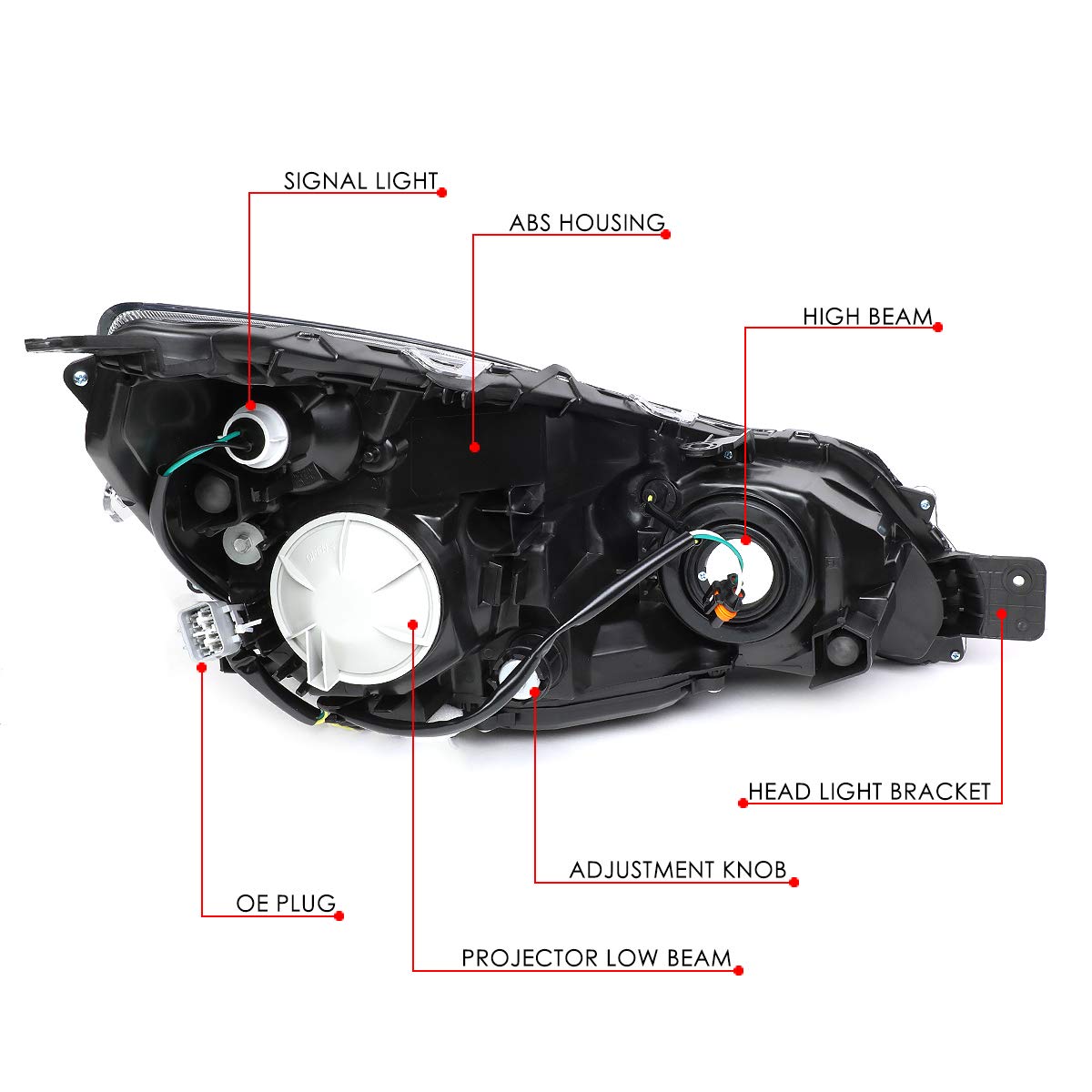 DNA Motoring HL-OH-SLEG10-BK-CL1 Black Housing Clear Corner Projector Headlights Replacement for 2010-2014 Subaru Legacy Outback - Upgrade Your Nighttime Driving Visibility & Style