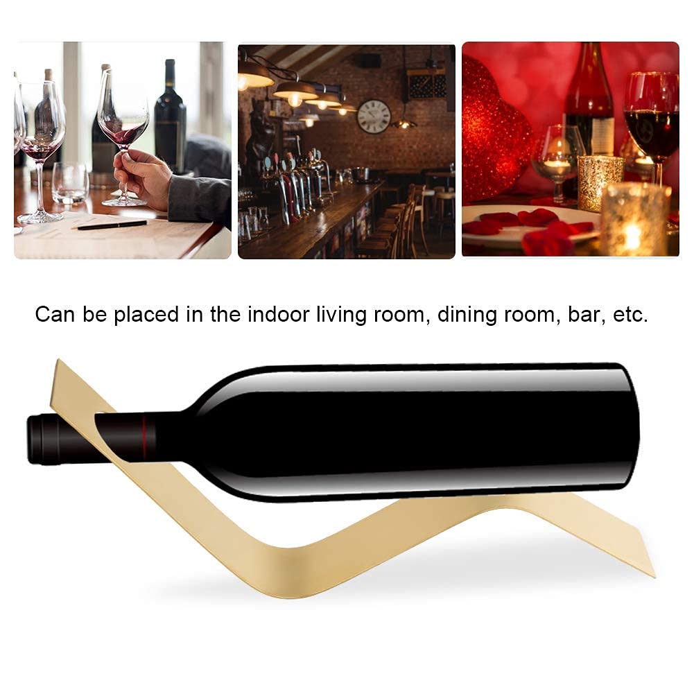 Premium Stainless Steel Wine Bottle Holder - Single Wine Rack for Kitchen, Bar & Dining Room - 35 x 5 x 14.5 cm - Modern Wine Storage Solution for Home & Restaurant Use