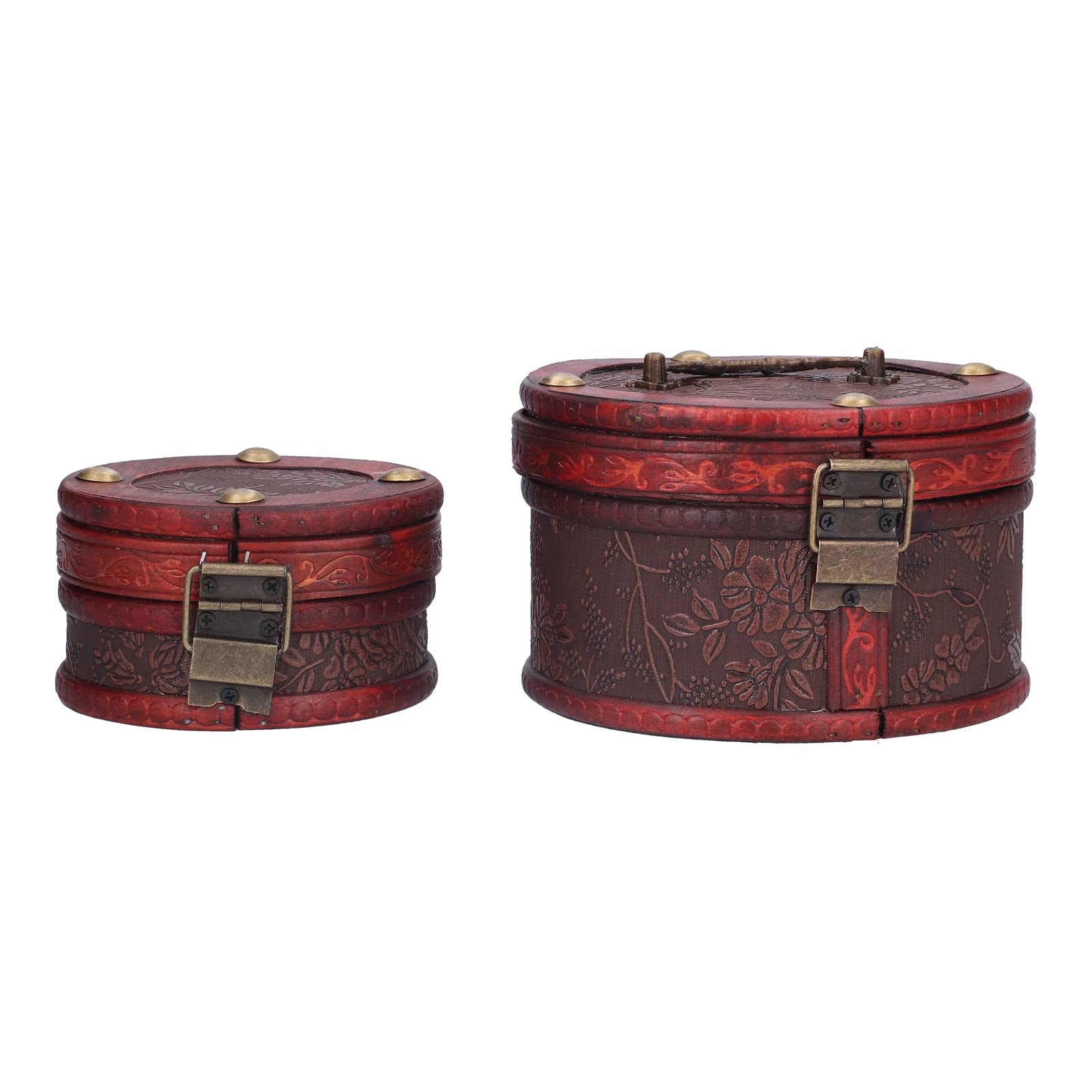 Classic Cylinder Wooden Jewelry Gift Box Set of 2 - Lightweight Storage for Necklaces, Old Photos & Home Decor - Perfect for Bedroom, Shop Display & Vintage Keepsakes (Default Color)