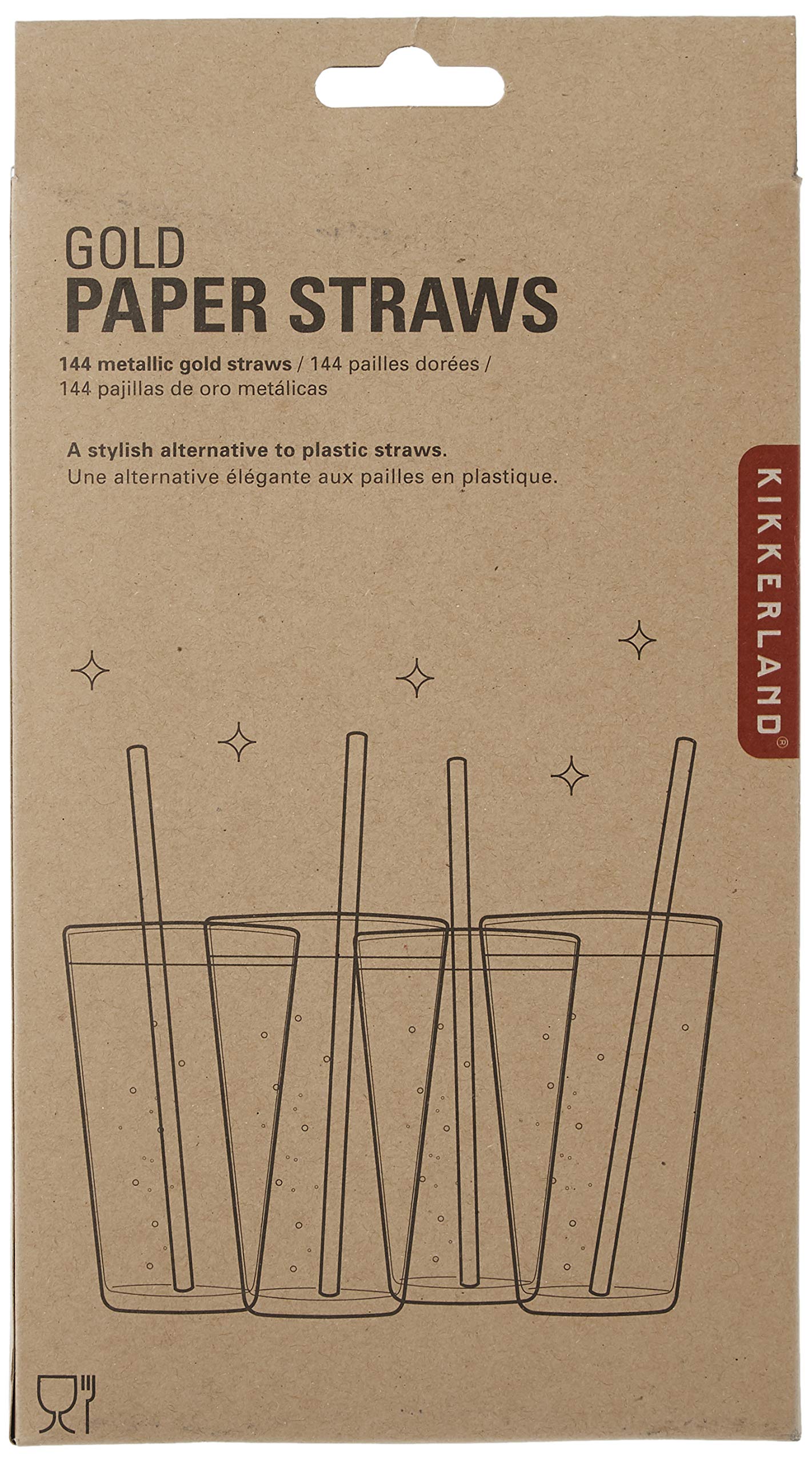 Eco-Friendly Gold Paper Straws (144-Pack) - Biodegradable & Reusable Drinking Straws for Parties, Weddings, and Home Use